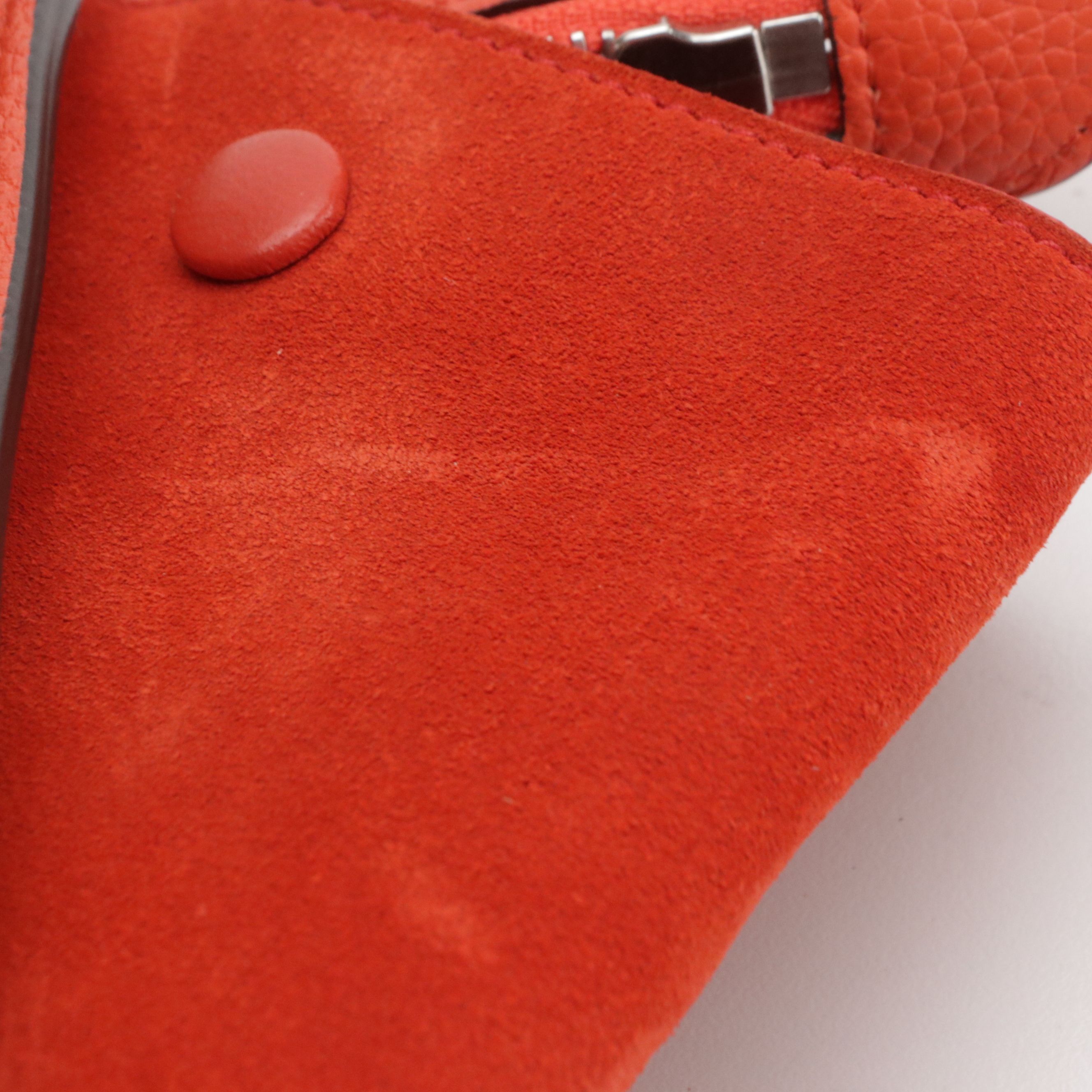 Céline Small Trapeze Two-Way Bag in Orange Grained Leather and Suede