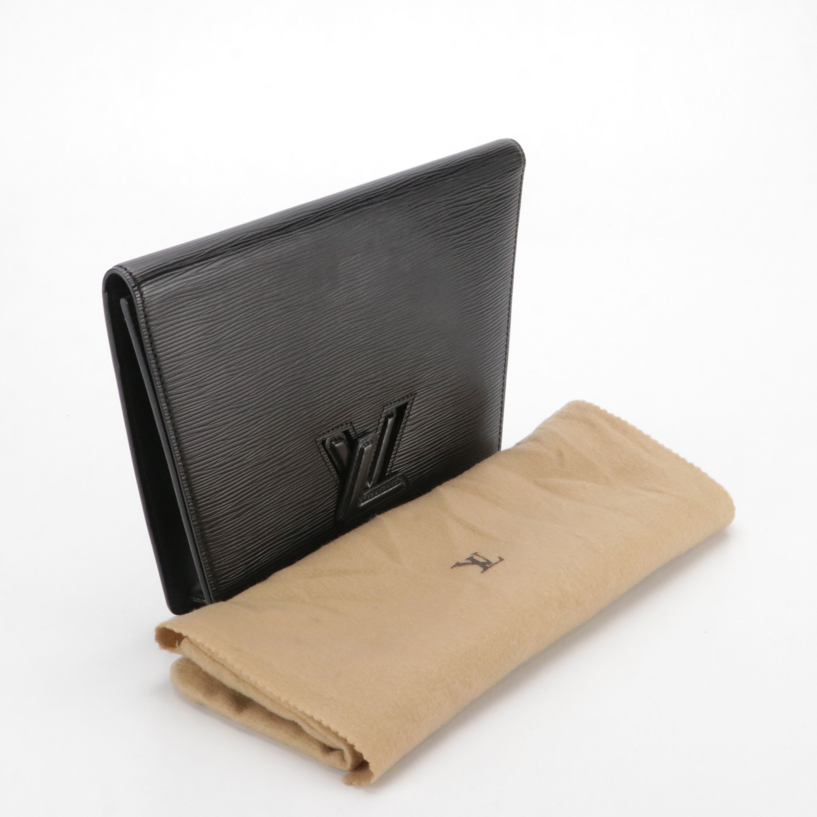 Louis Vuitton Trapeze Clutch in Black Epi and Smooth Leather