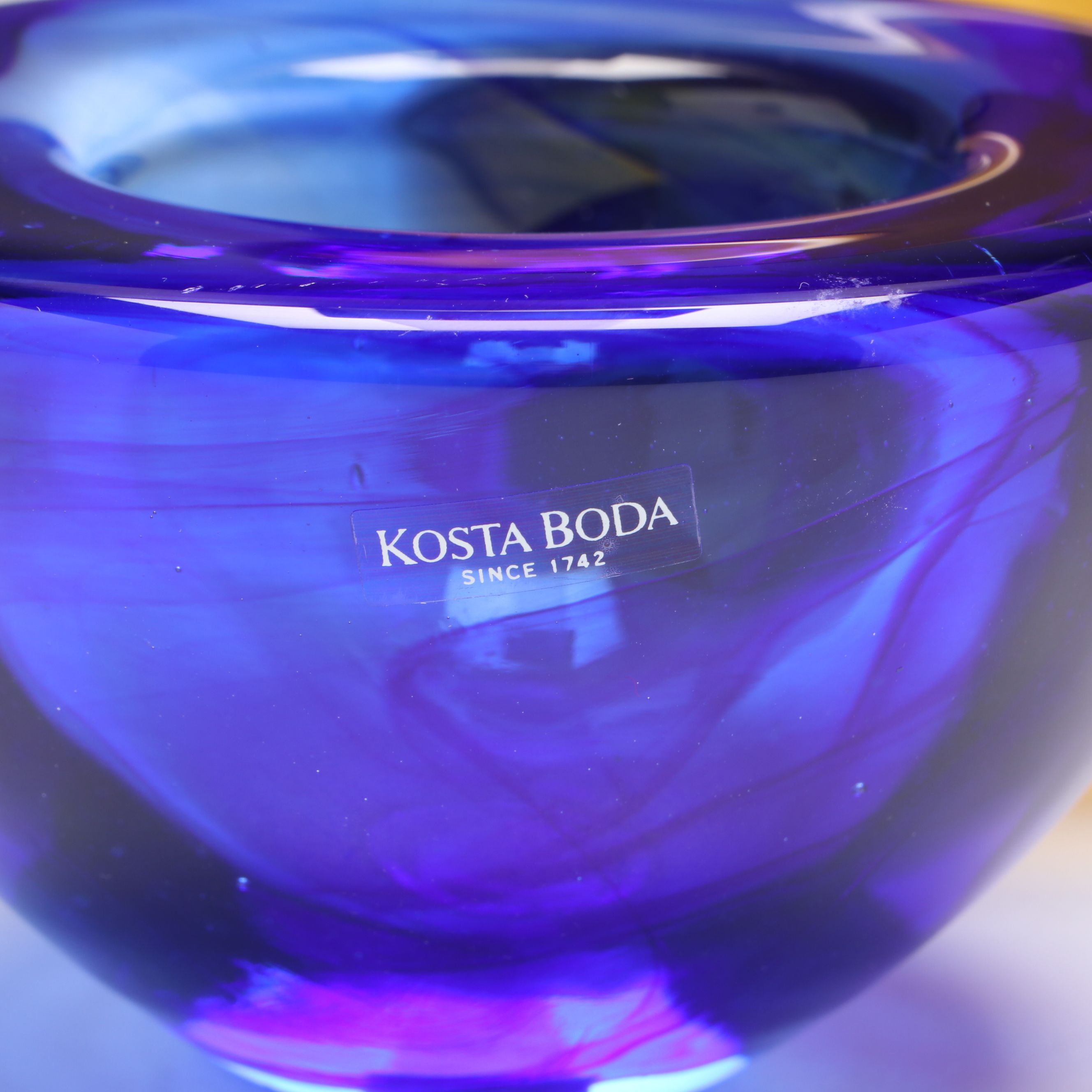 Kosta-Boda "Atoll" with Vintage Amber Glass Bowls