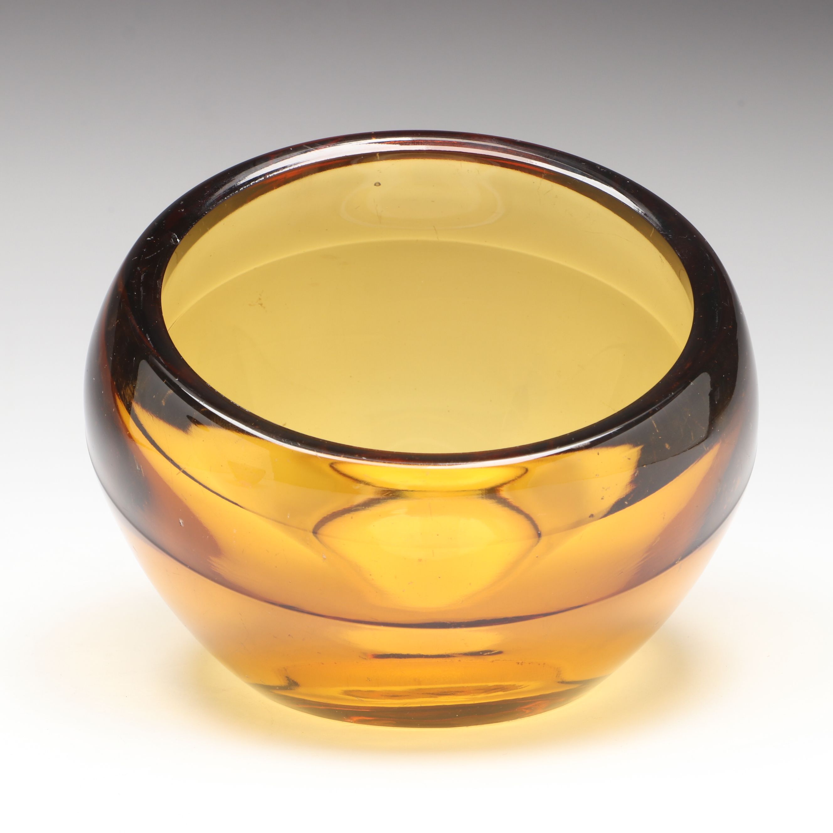 Kosta-Boda "Atoll" with Vintage Amber Glass Bowls