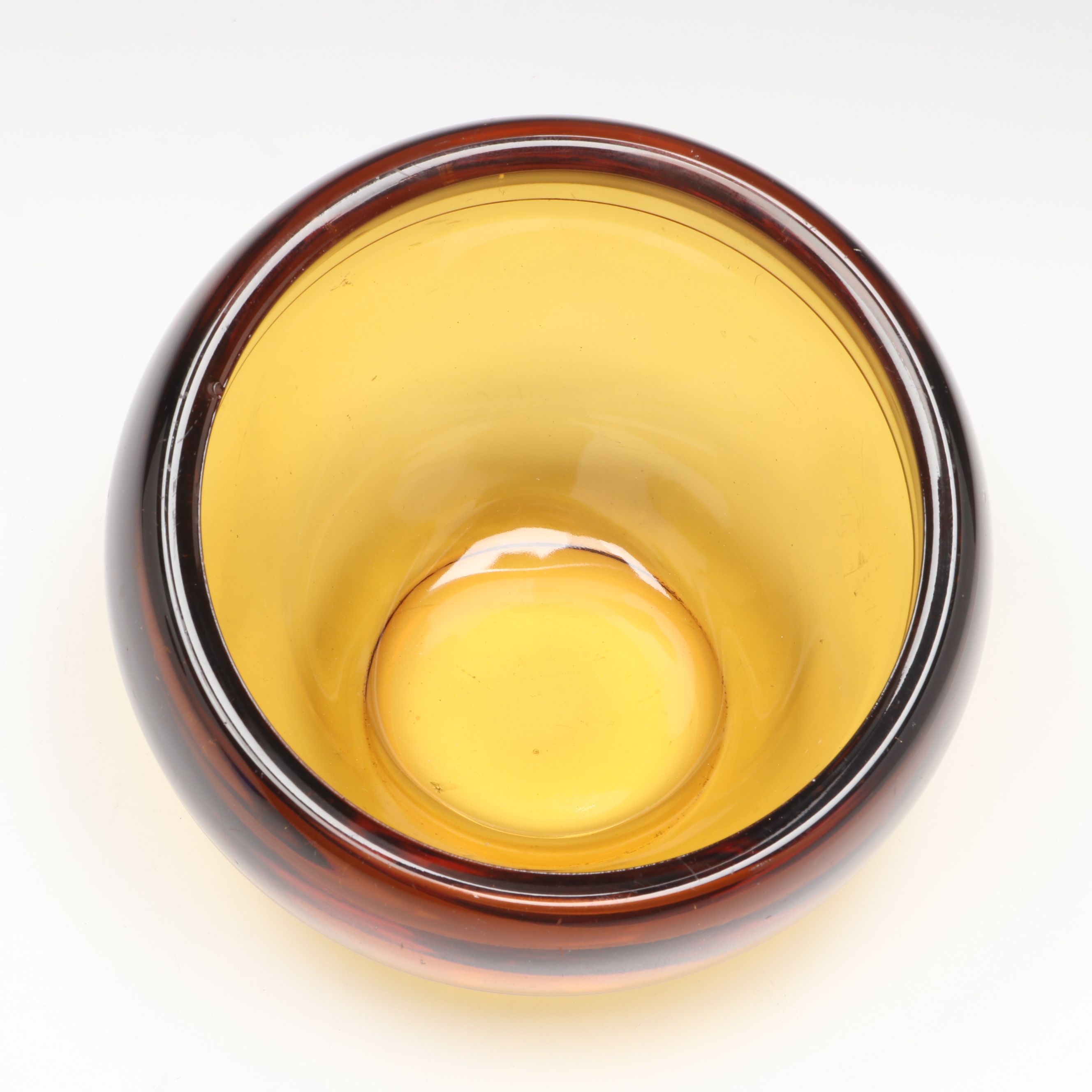 Kosta-Boda "Atoll" with Vintage Amber Glass Bowls