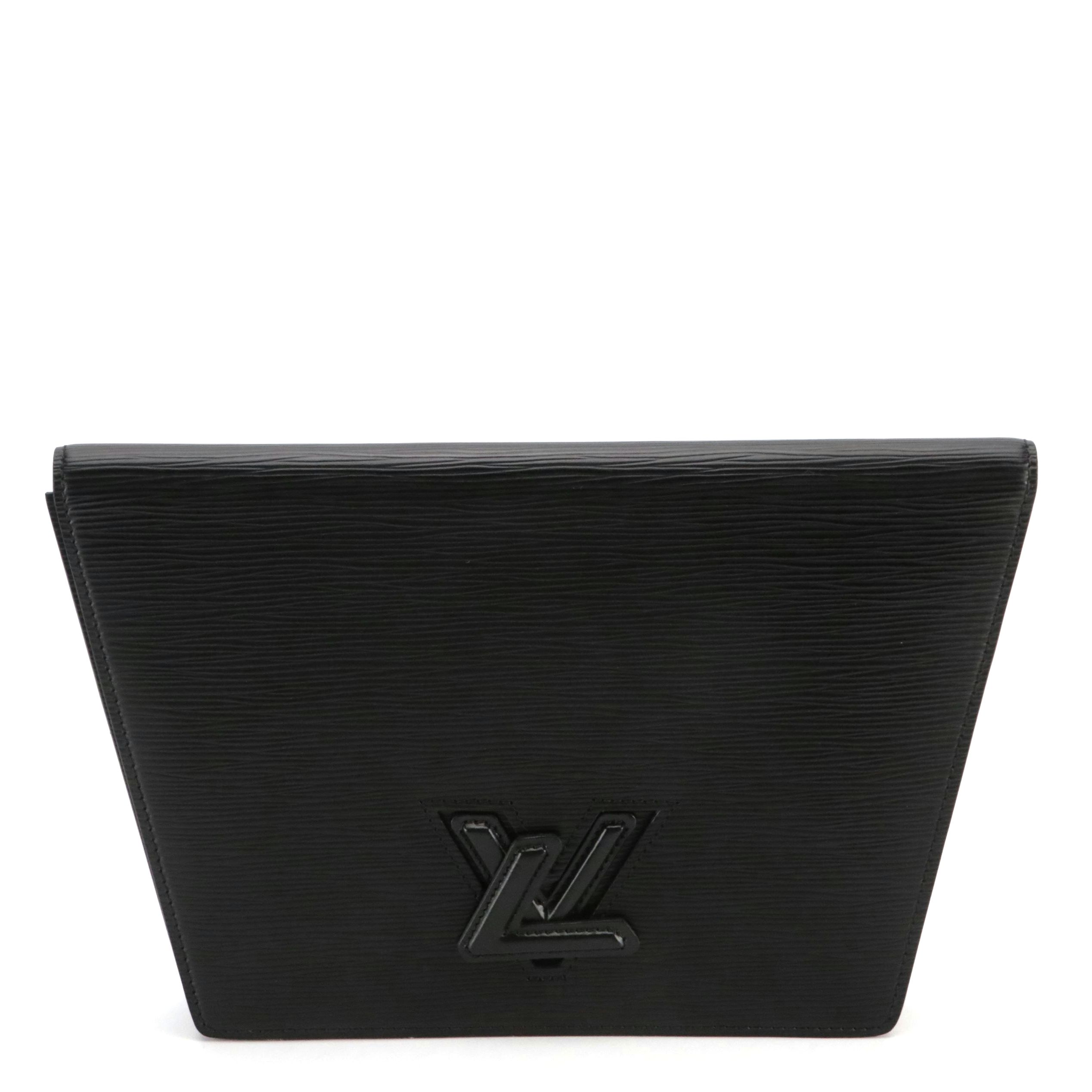Louis Vuitton Trapeze Clutch in Black Epi and Smooth Leather
