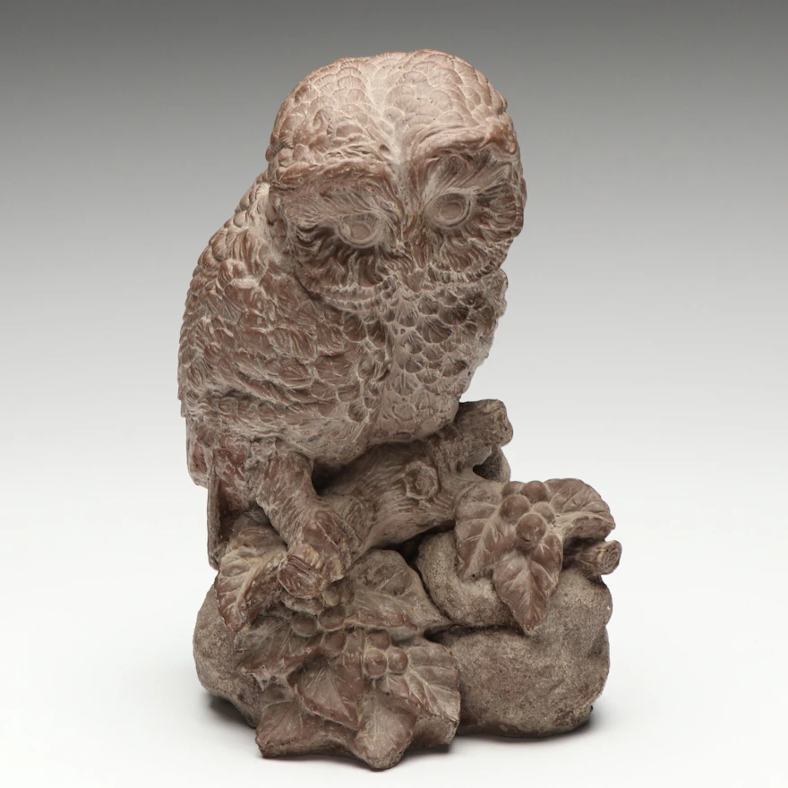 Cast Resin Perching Owl Statue | EBTH