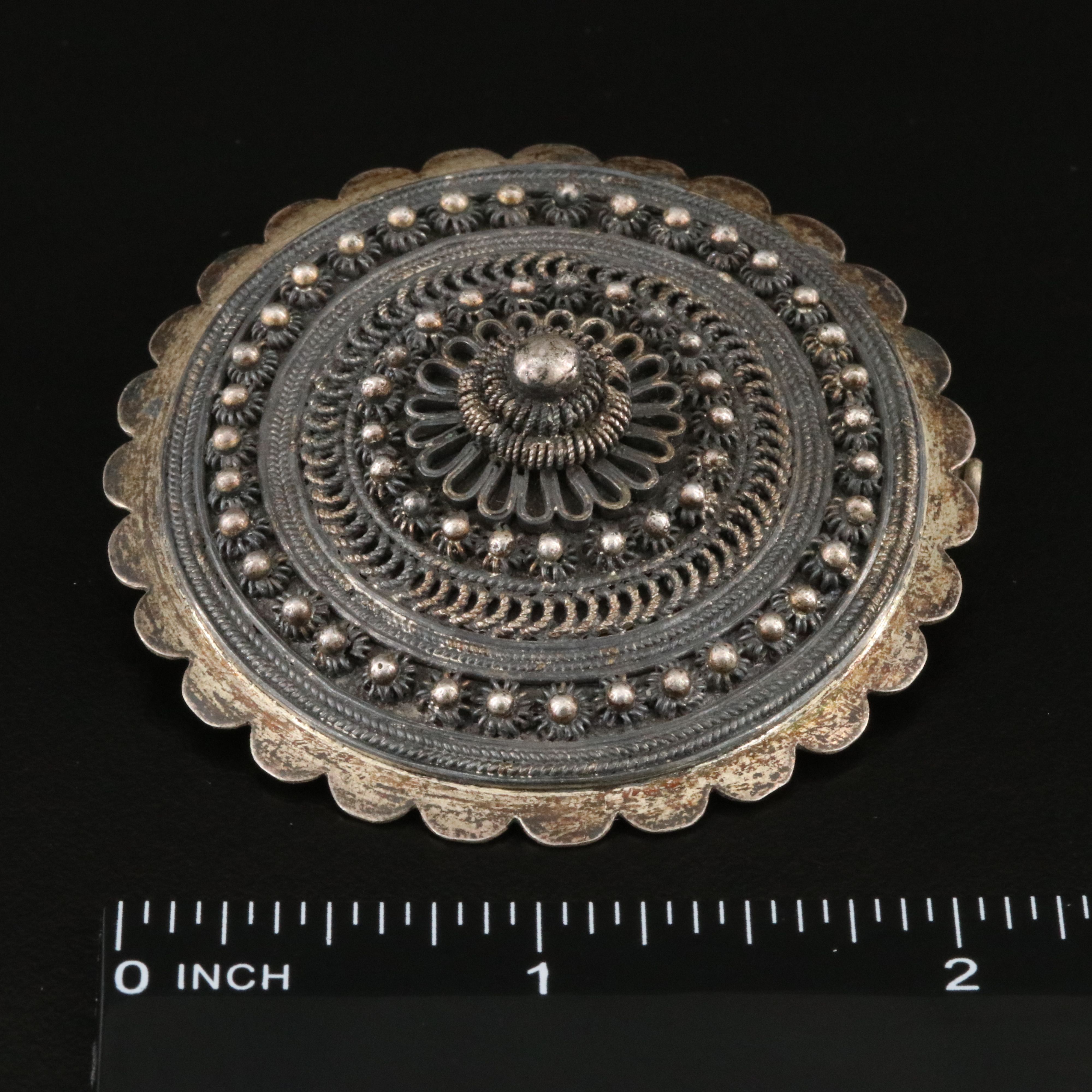 Vintage Silver Brooches & Single Belt Buckles Including Art Nouveau