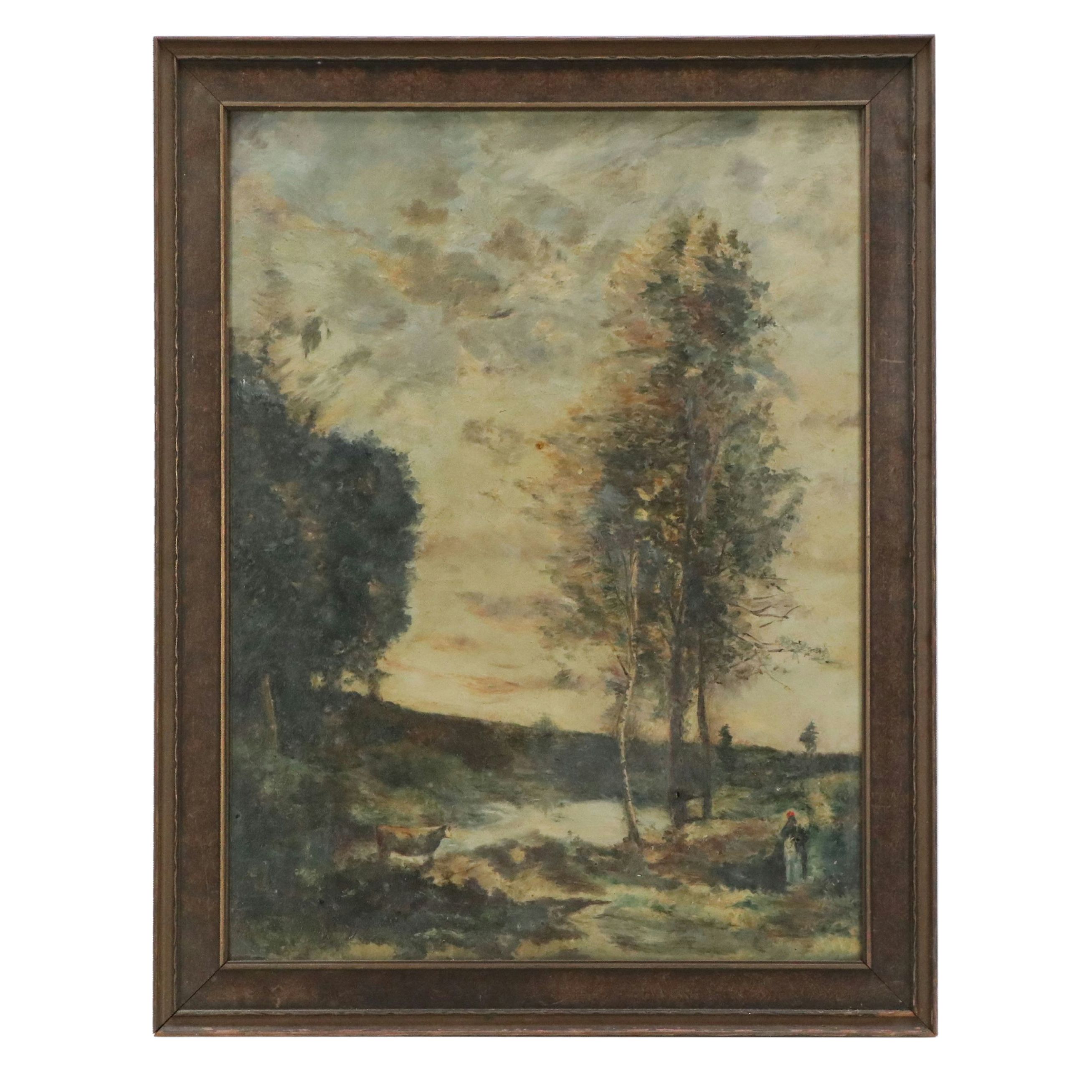 Impressionistic Style Landscape Oil Painting, 19th Century