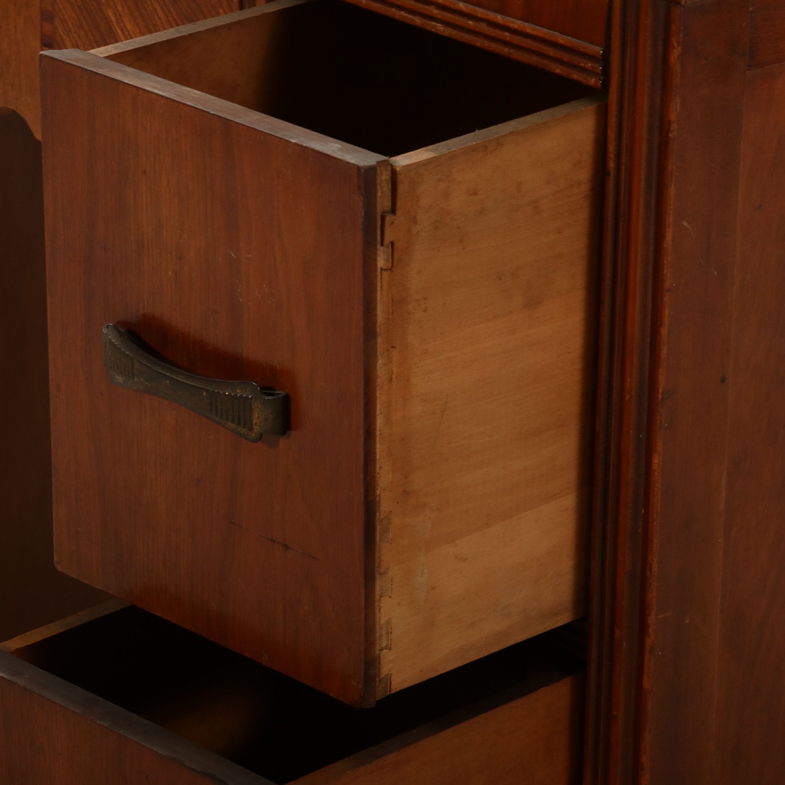 Art Deco Walnut Waterfall Vanity, Early 20th Century