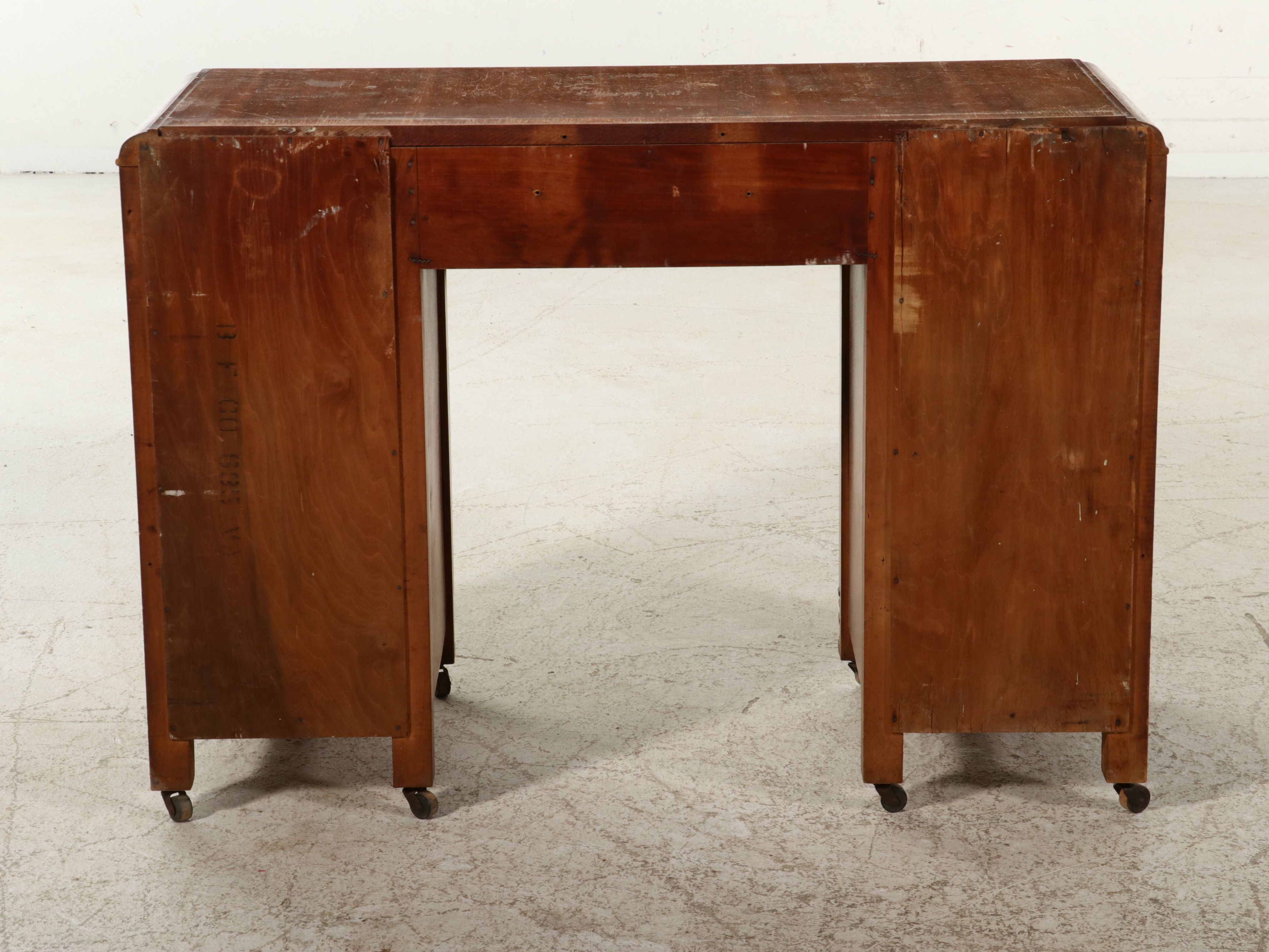 Art Deco Walnut Waterfall Vanity, Early 20th Century