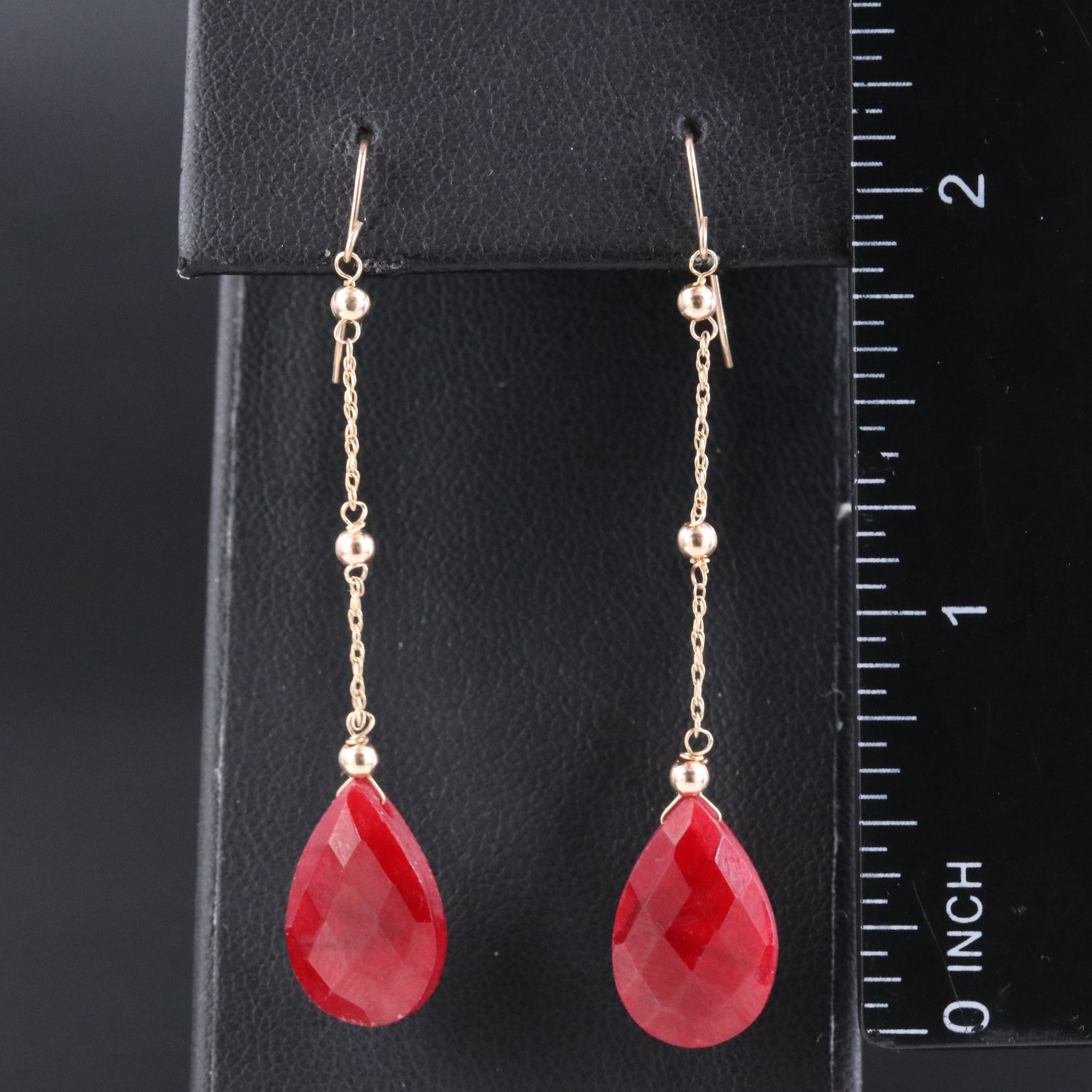 14K Corundum Dangle Earrings