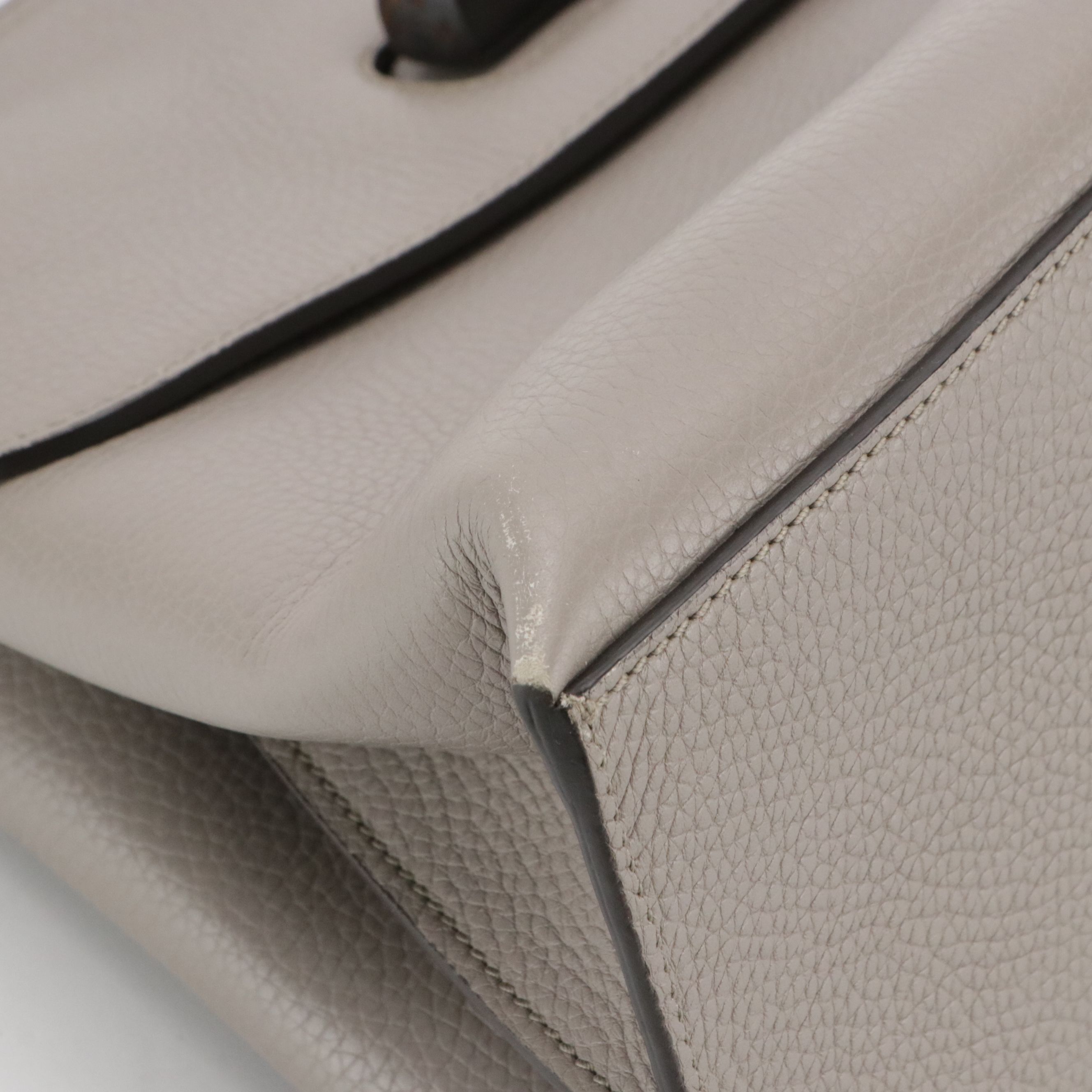 Gucci Bamboo Turn Lock Medium Daily Two-Way Satchel in Grey Grained Calfskin