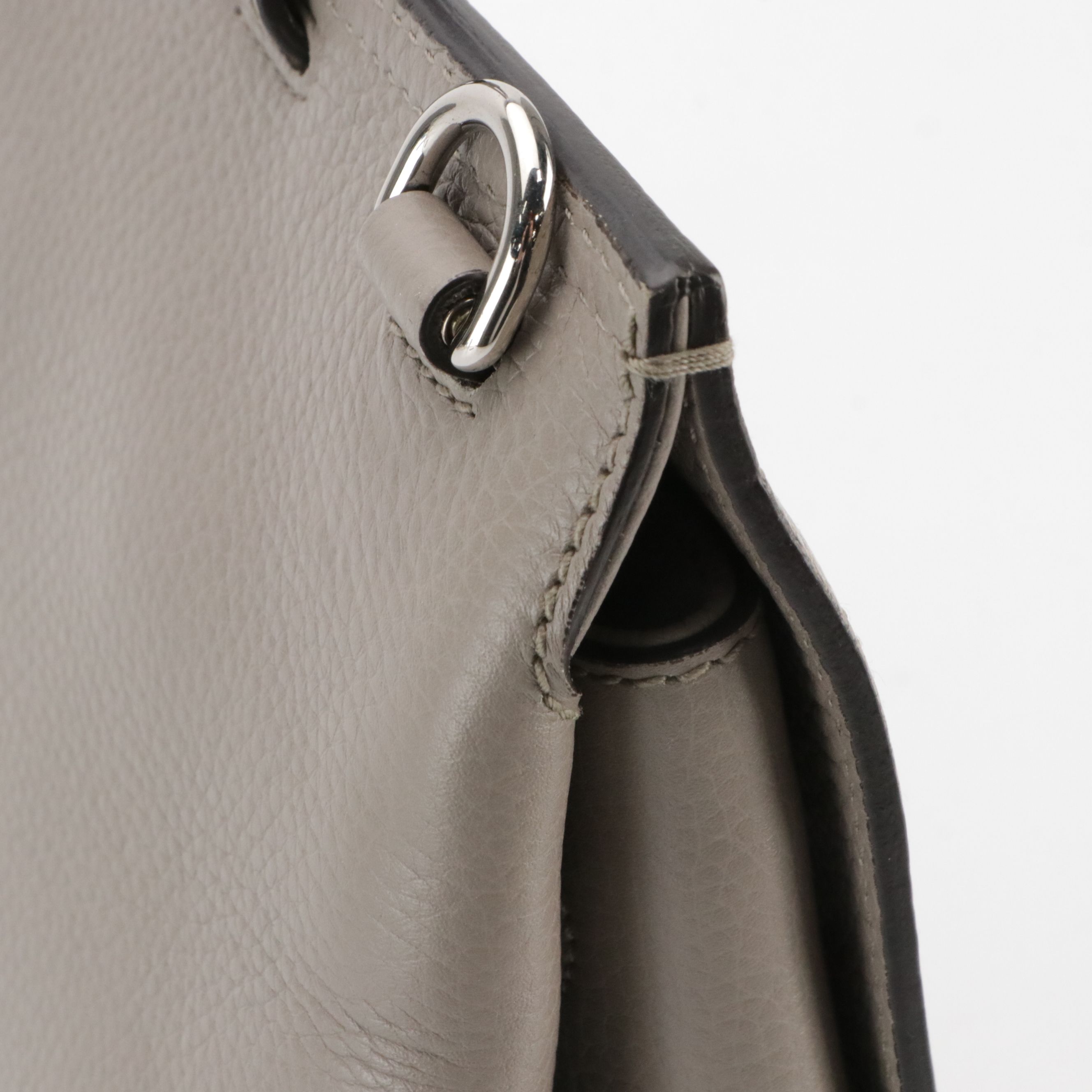 Gucci Bamboo Turn Lock Medium Daily Two-Way Satchel in Grey Grained Calfskin