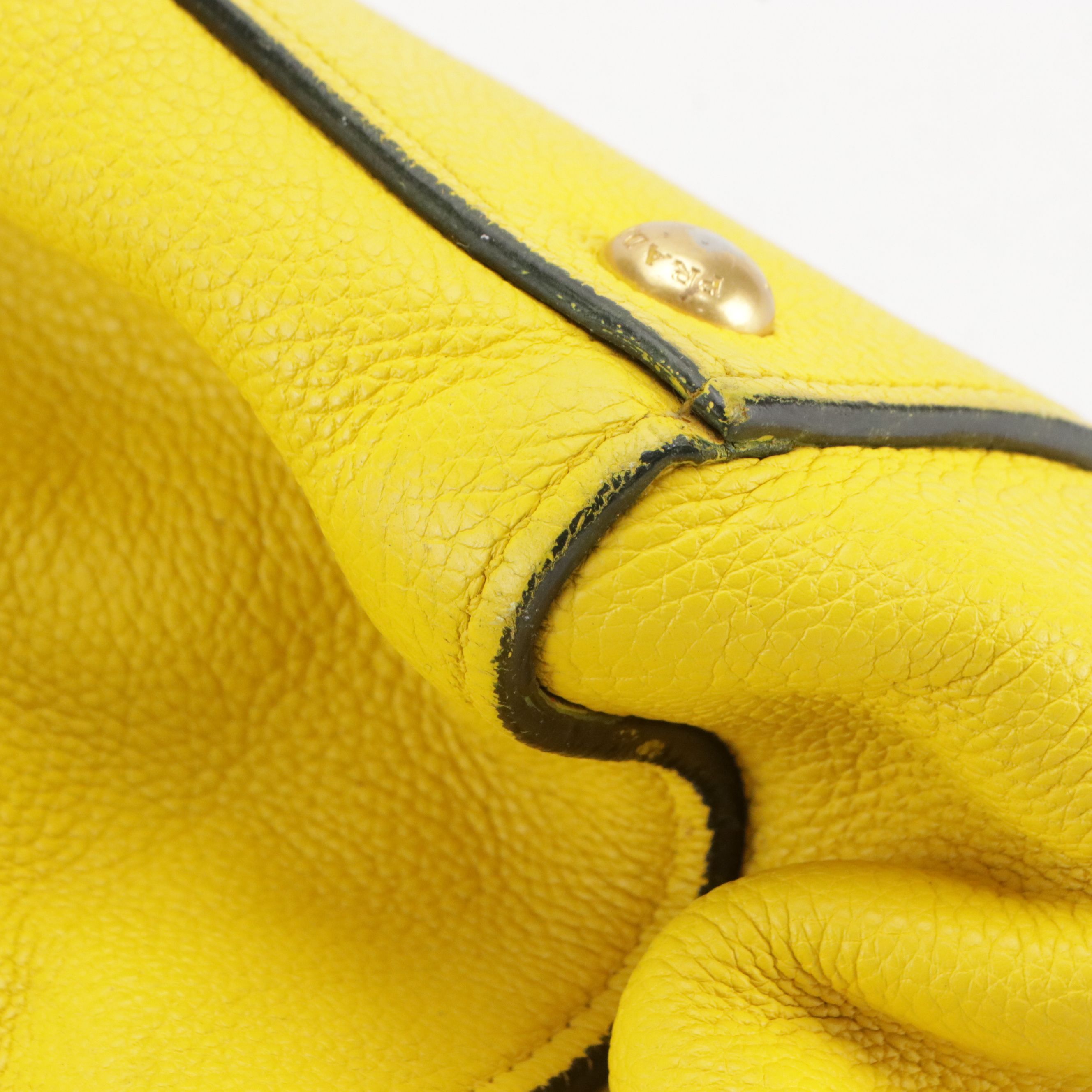 Prada Two-Way Satchel Bag in Lemon Yellow Vitello Daino Leather