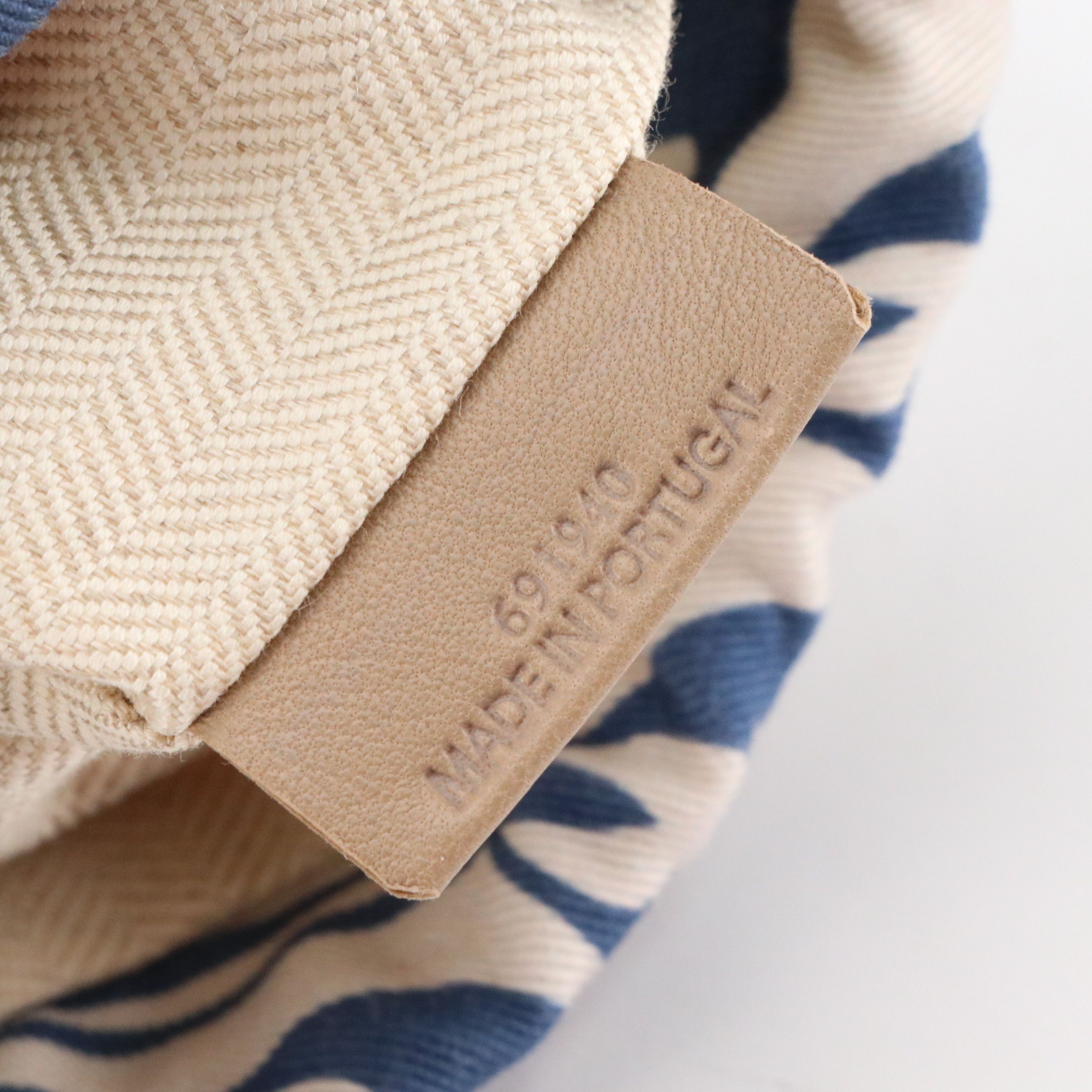 Loewe Drawstring Crossbody Bag in Printed Canvas Twill and Black Leather Trim