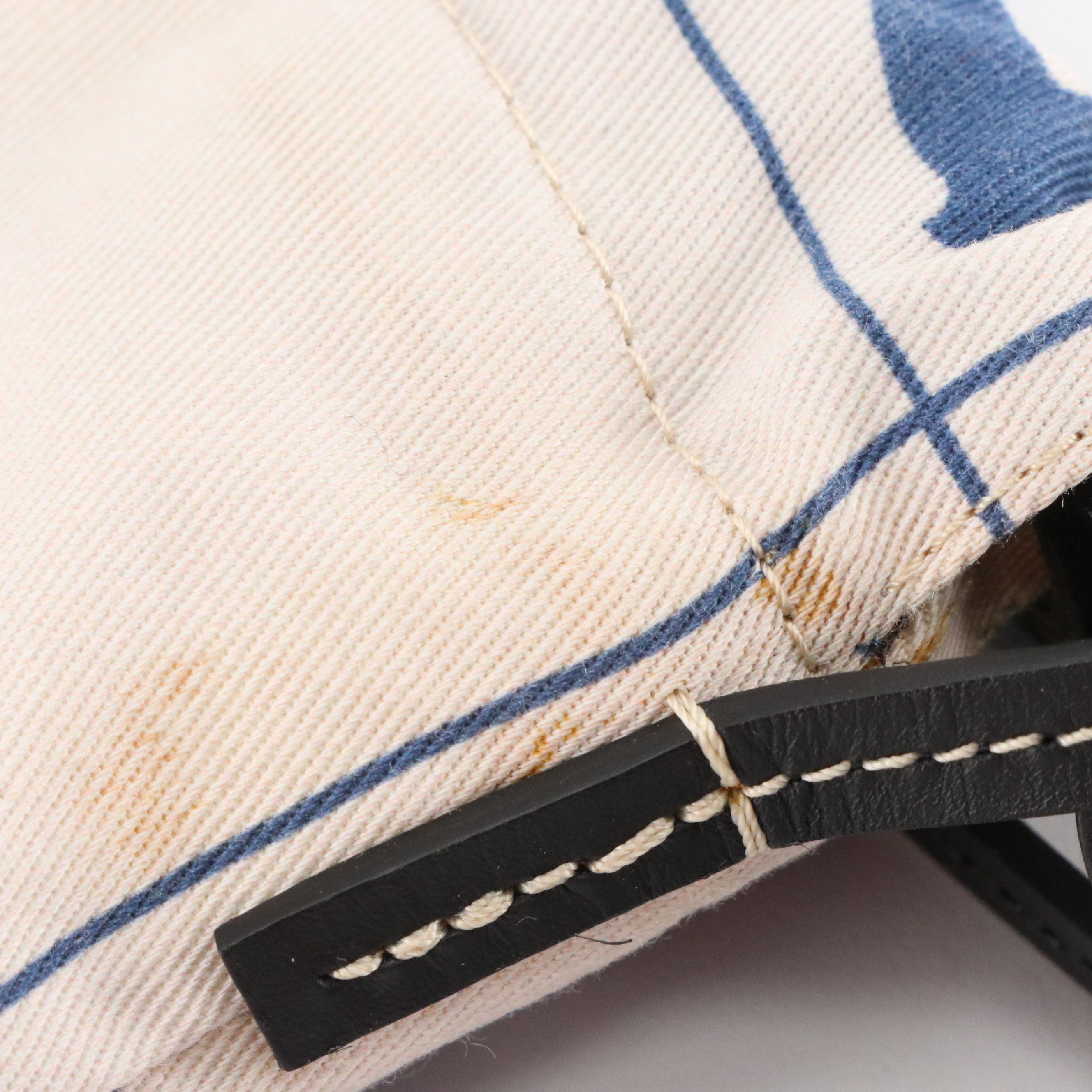 Loewe Drawstring Crossbody Bag in Printed Canvas Twill and Black Leather Trim