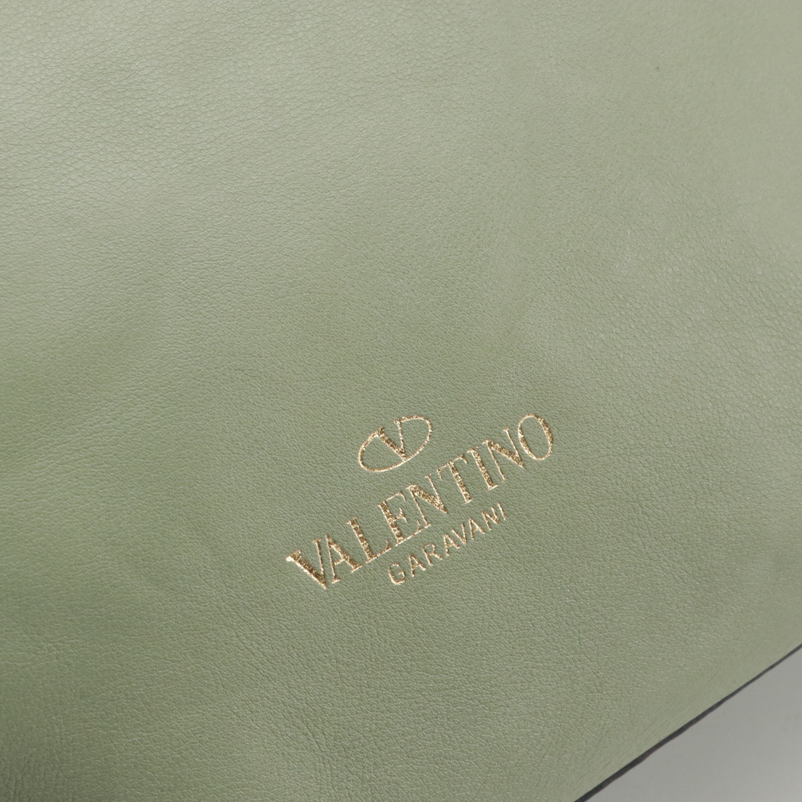 Valentino Garavani Rockstud Two-Way Tote Bag in Sage Green Calfskin Leather