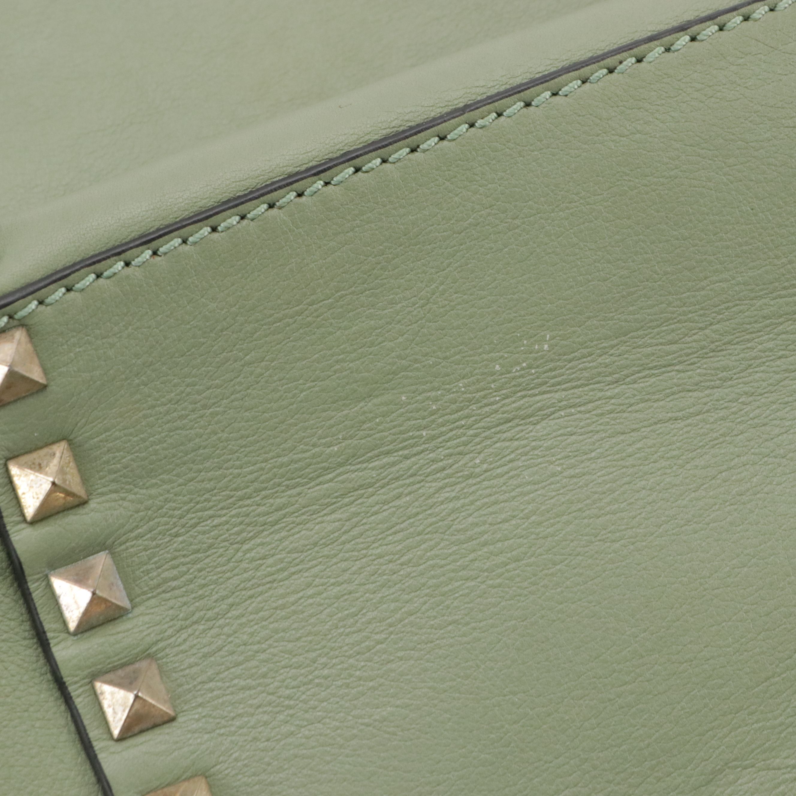 Valentino Garavani Rockstud Two-Way Tote Bag in Sage Green Calfskin Leather