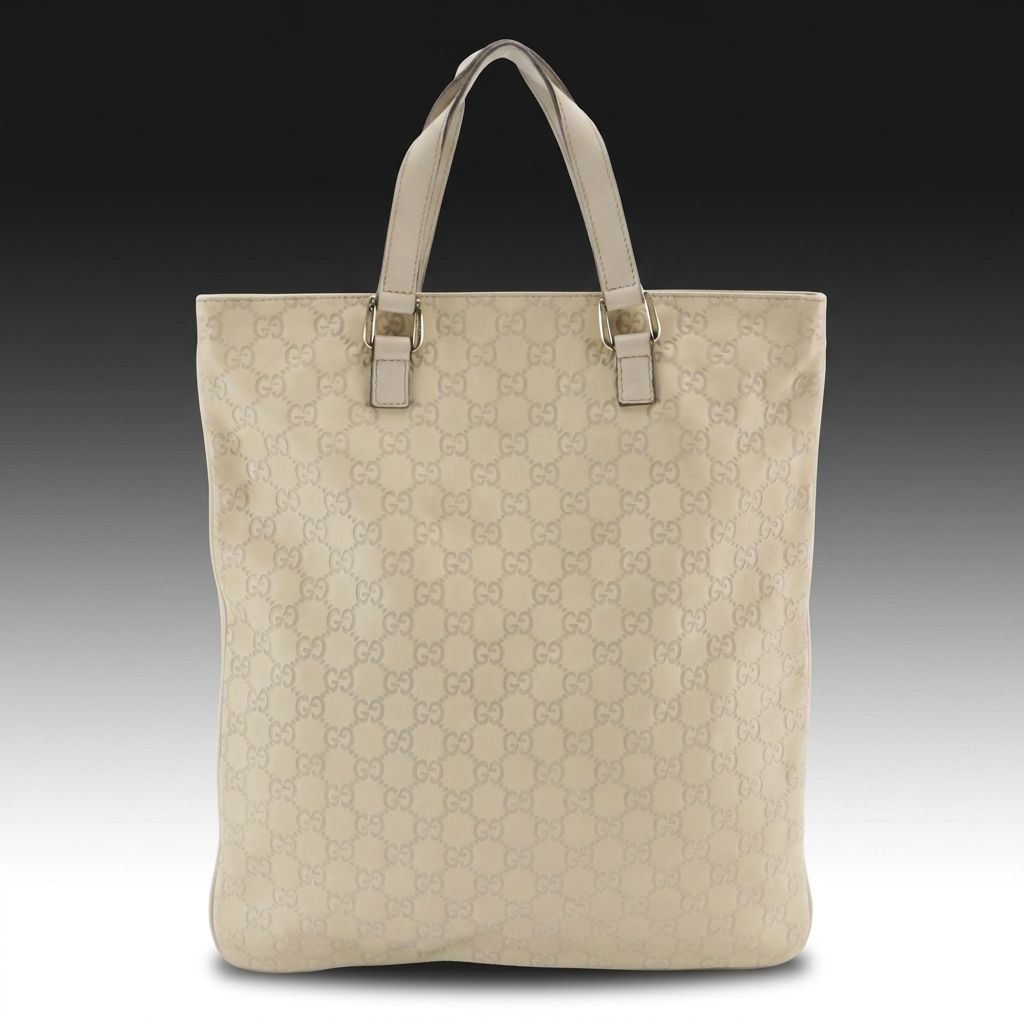 Gucci Vertical Tote Bag in Light Beige Guccissima Calfskin Leather