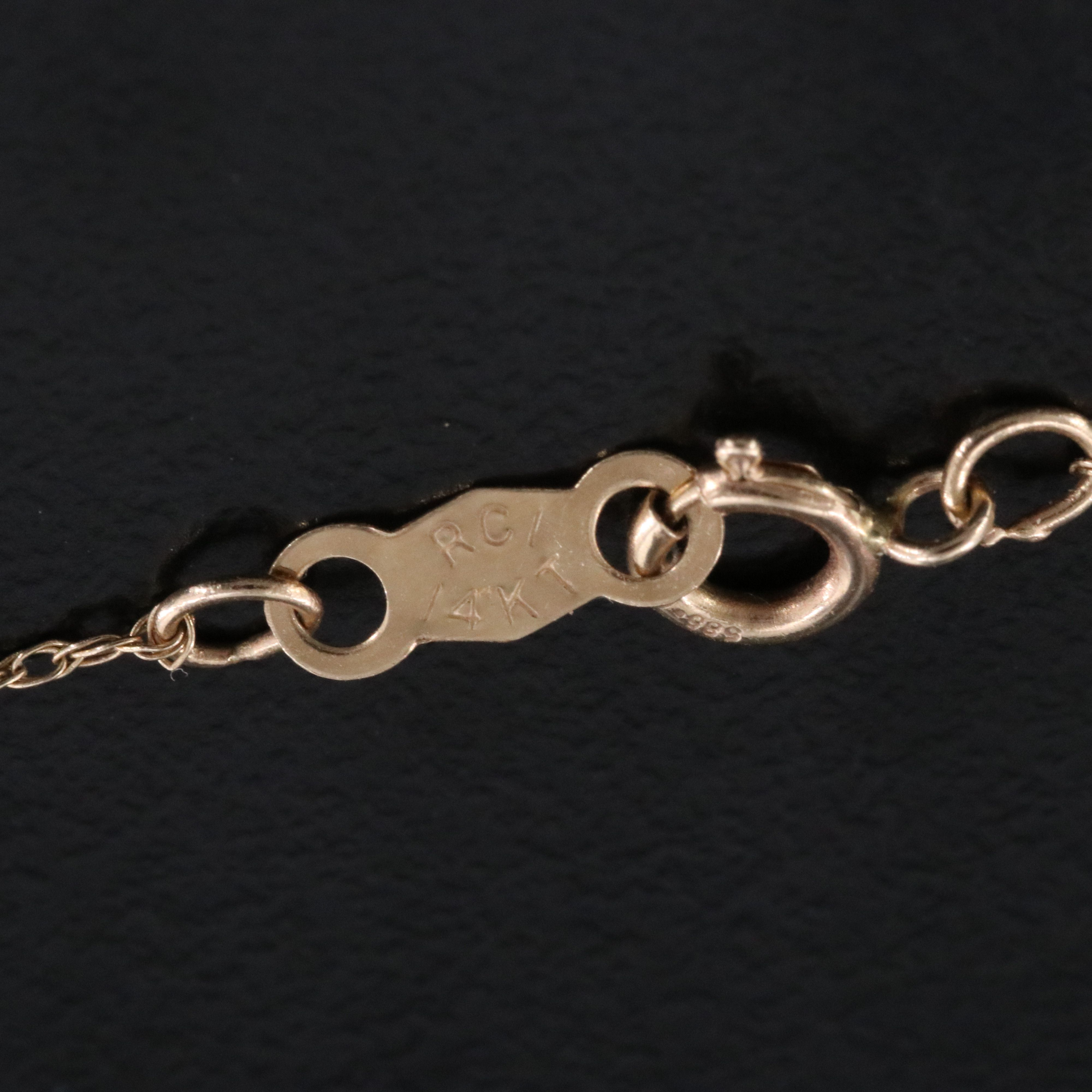 Art Nouveau 10K Garnet and Seed Pearl Kite Shaped Pendant with 14K Chain