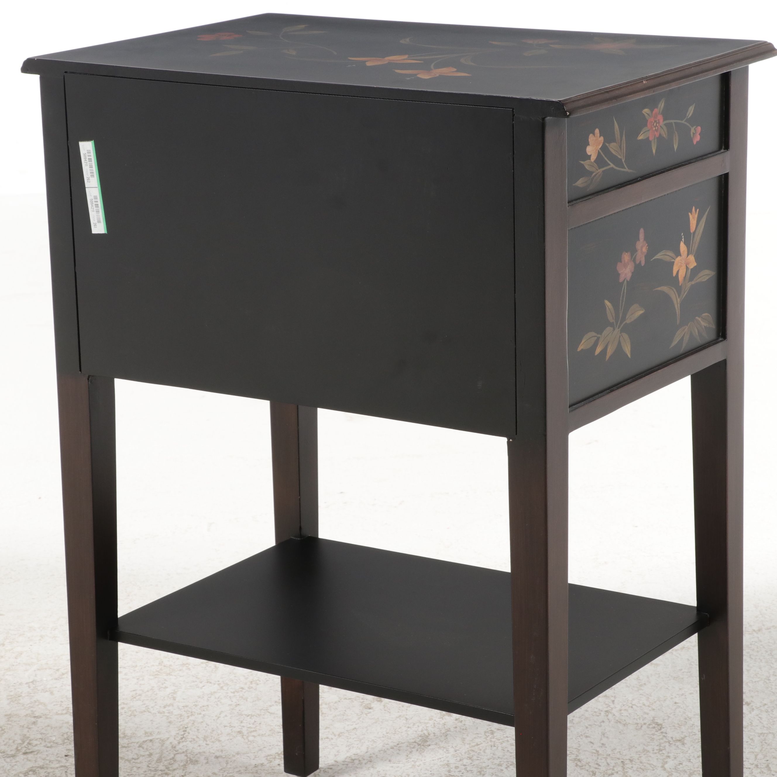 Chinoiserie Style Hand-Painted Lacquered Nightstand, Late 20th Century