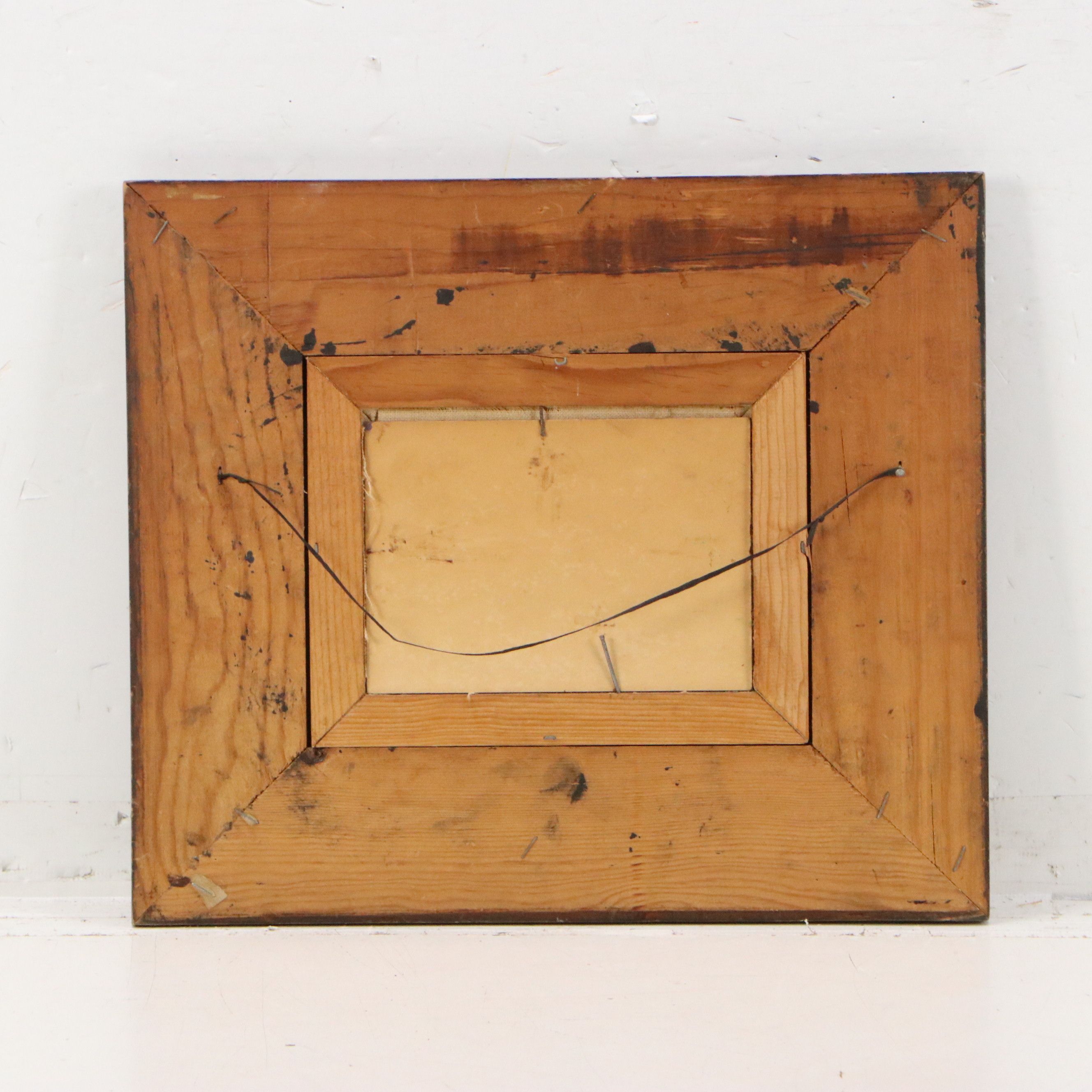 Stylized Acrylic Painting of Street Scene, Mid to Late 20th Century