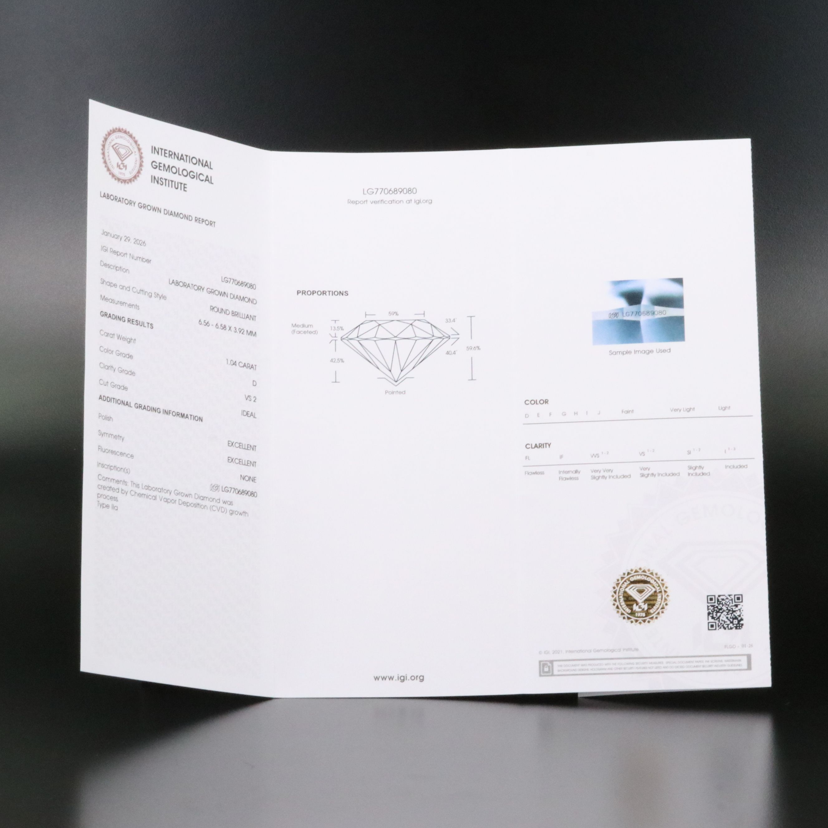 Loose 2.08 CTW Matched Pair Lab Grown Diamonds with IGI Reports