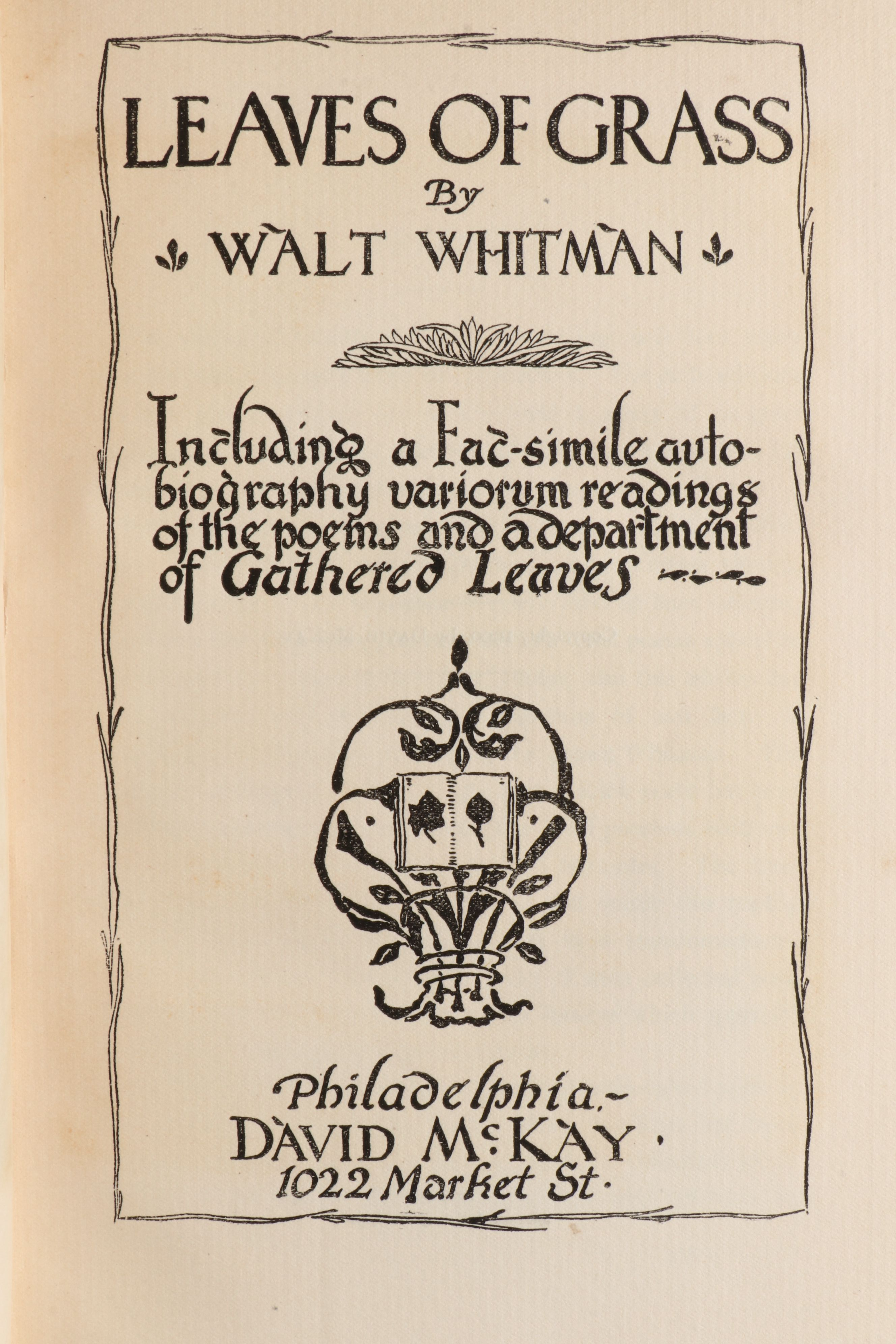 "Leaves of Grass" by Walt Whitman, 1900