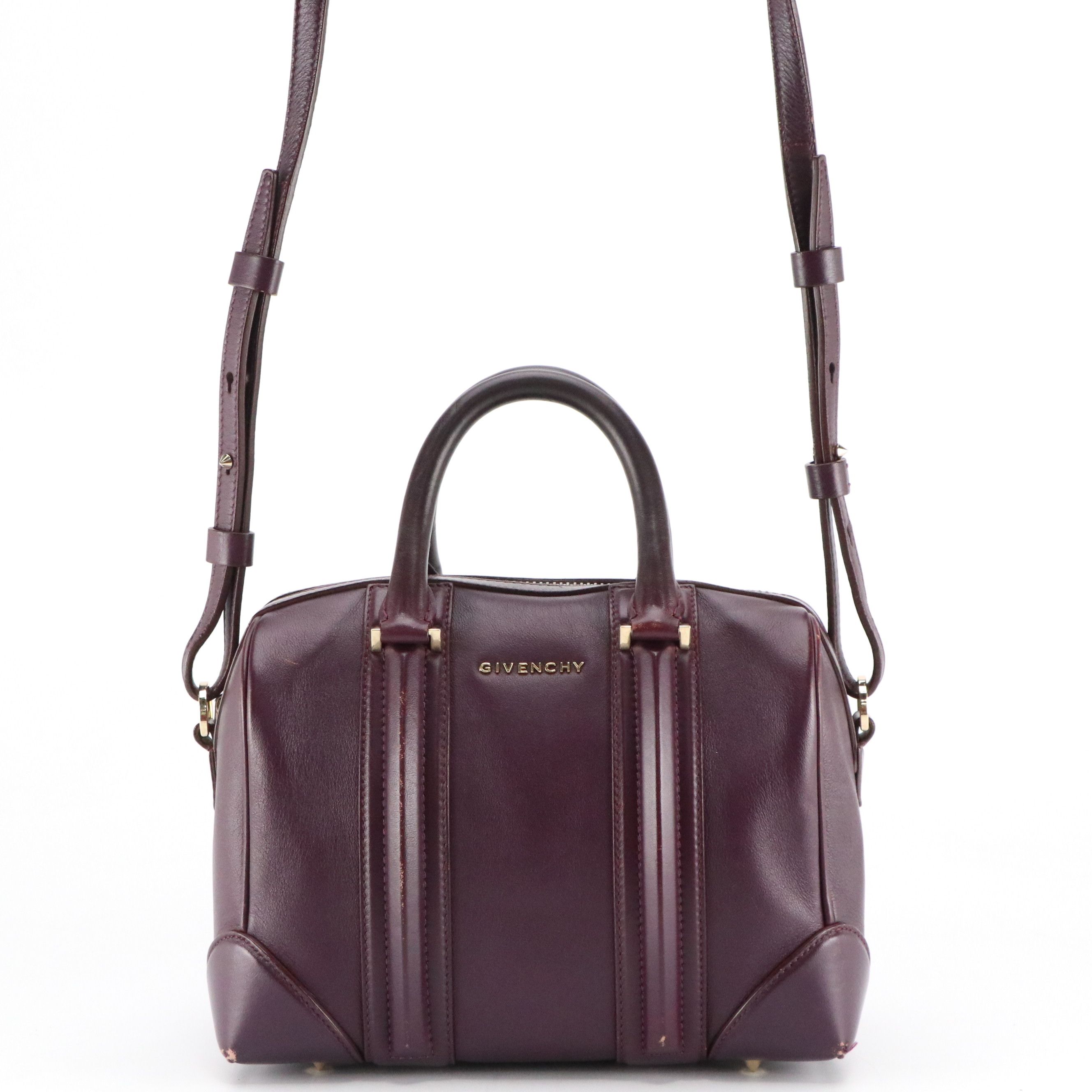 Givenchy Mini Lucrezia Two-Way Boston Bag in Purple Lambskin Leather