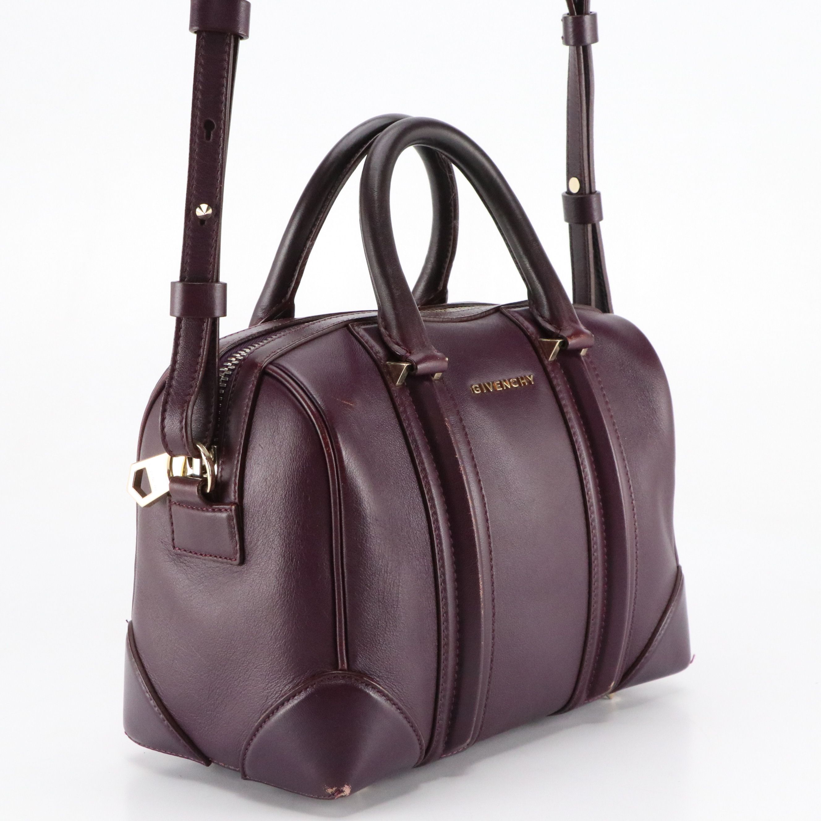 Givenchy Mini Lucrezia Two-Way Boston Bag in Purple Lambskin Leather