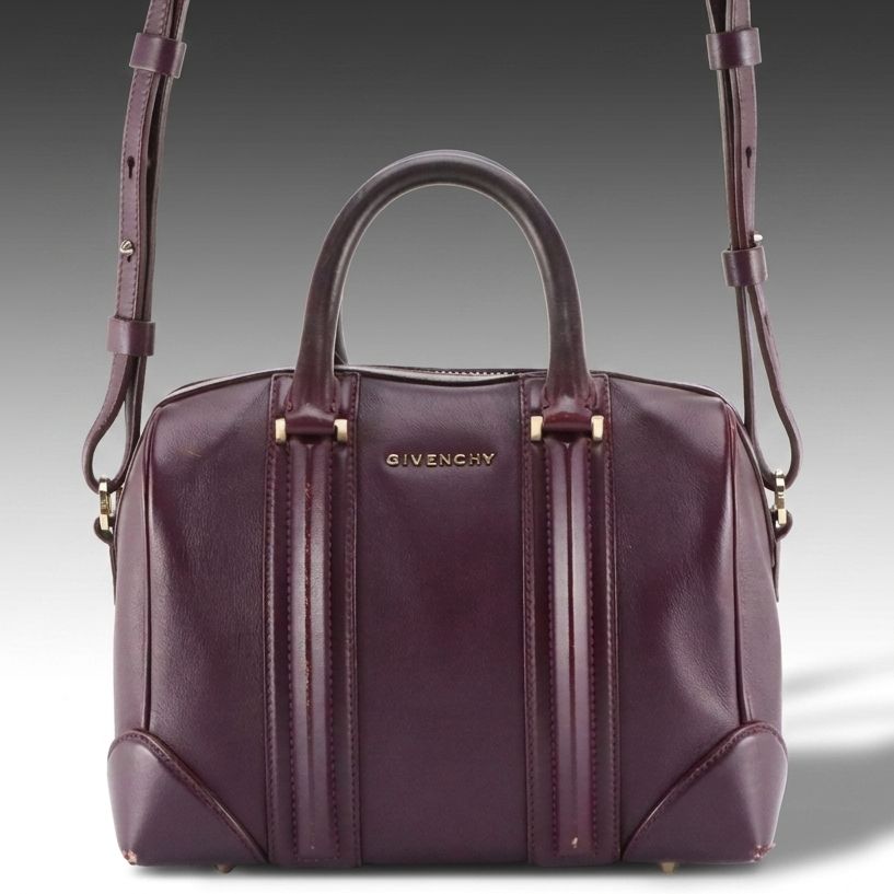 Givenchy Mini Lucrezia Two-Way Boston Bag in Purple Lambskin Leather
