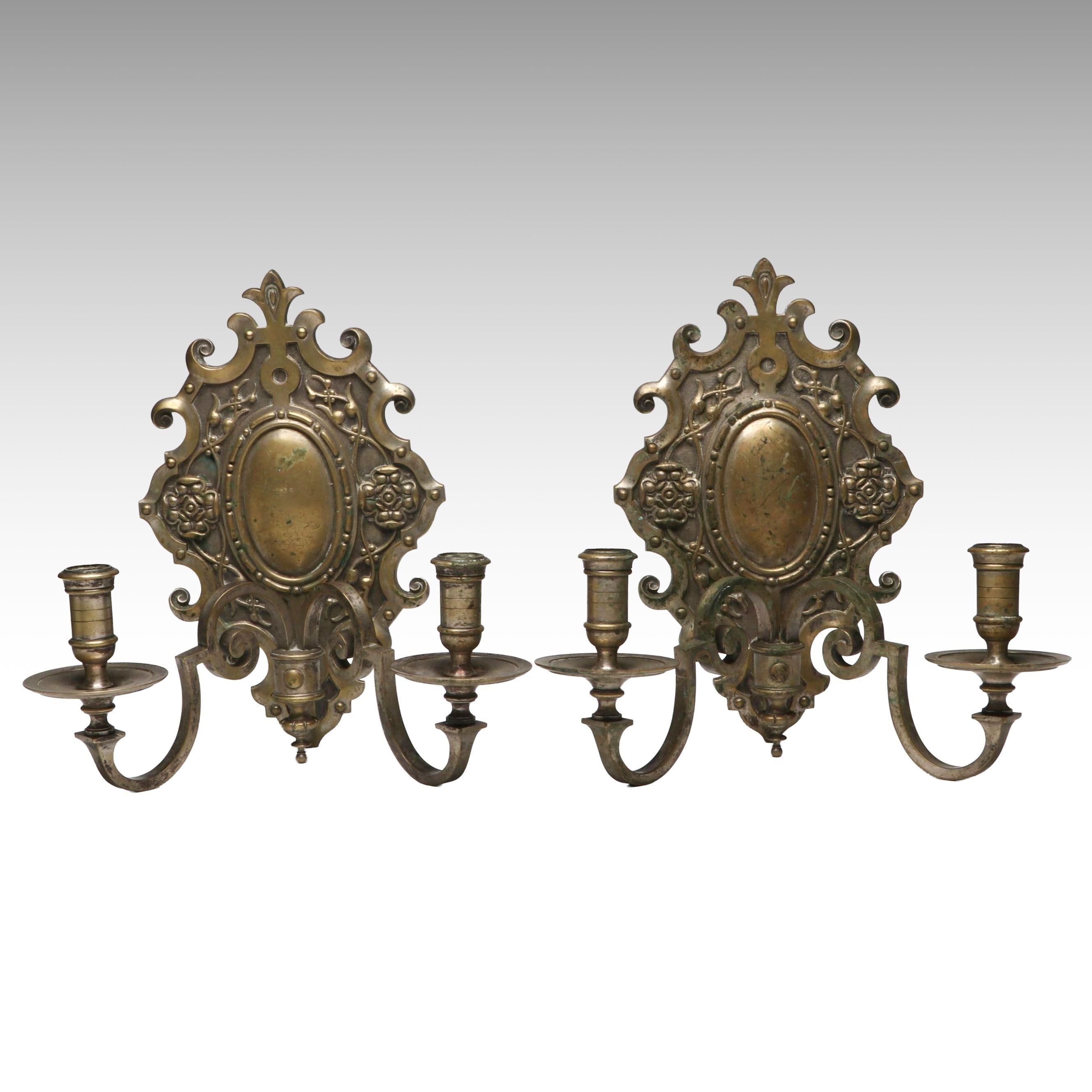 Maison Bagues French Parcel Gilt Finish Double Wall Sconces