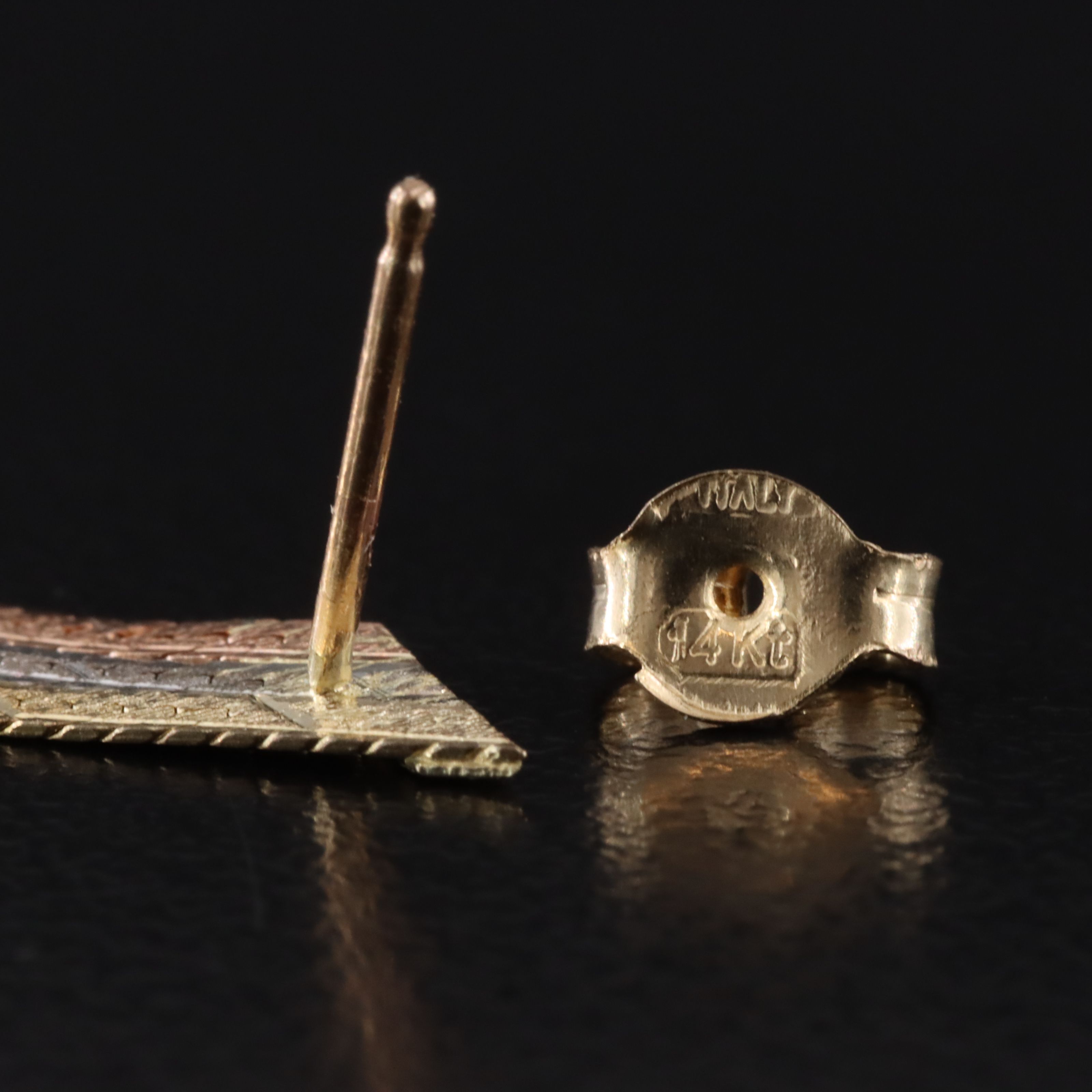 14K Tri-Color Herringbone Chain Earrings