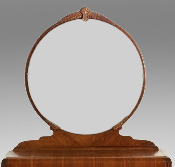 Art Deco Walnut Waterfall Vanity, Early 20th Century