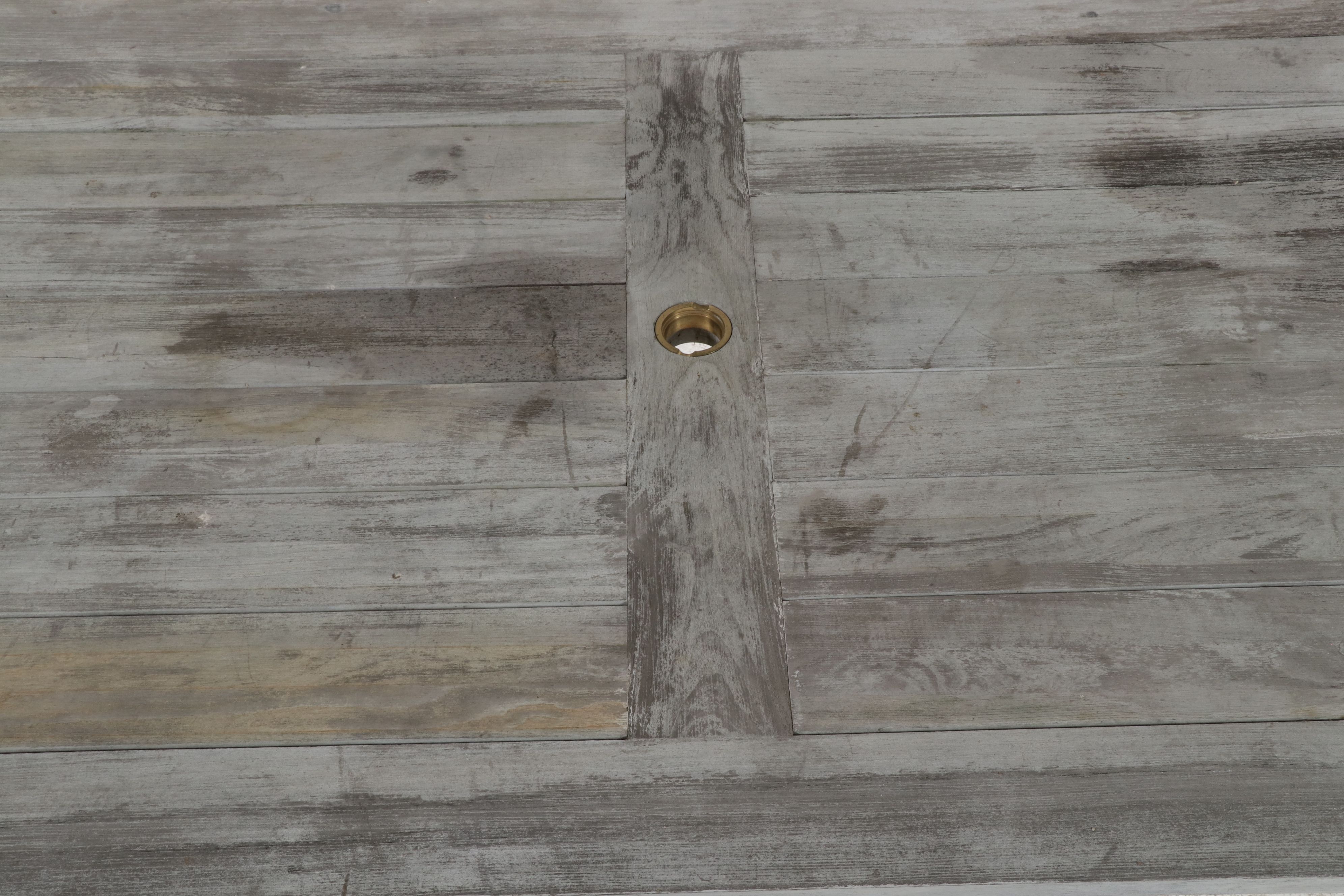 Weathered Wood Outdoor Trestle Dining Table, 21st Century