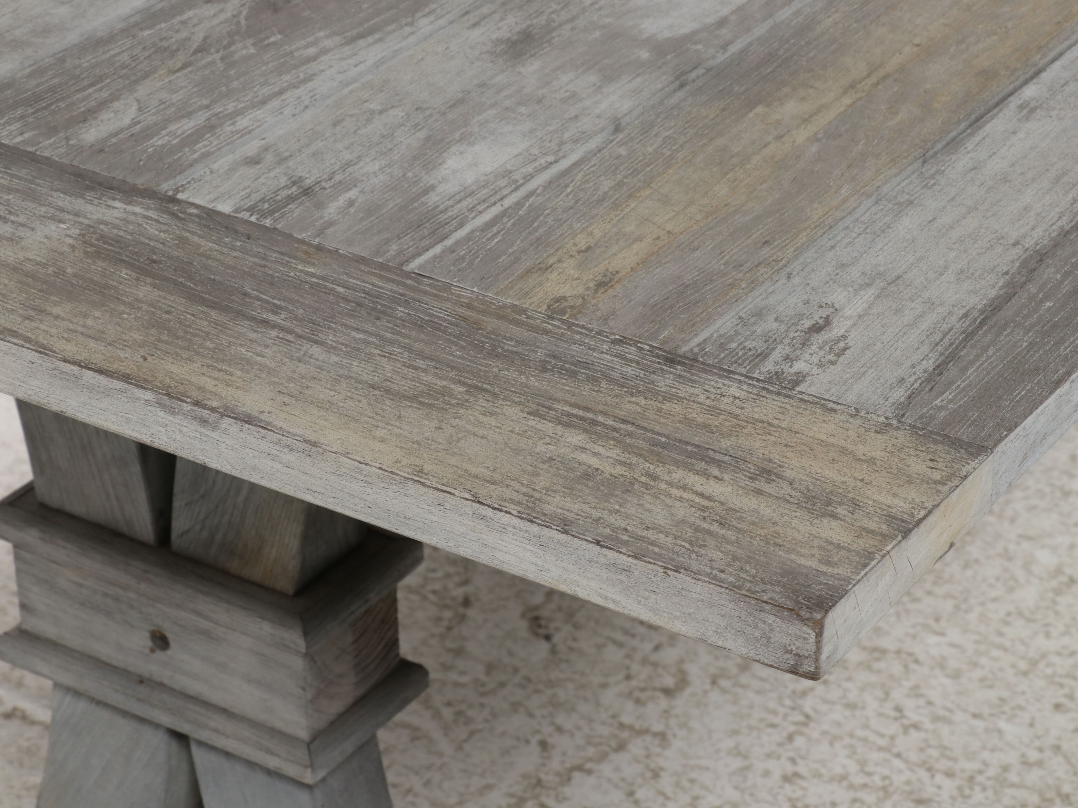 Weathered Wood Outdoor Trestle Dining Table, 21st Century
