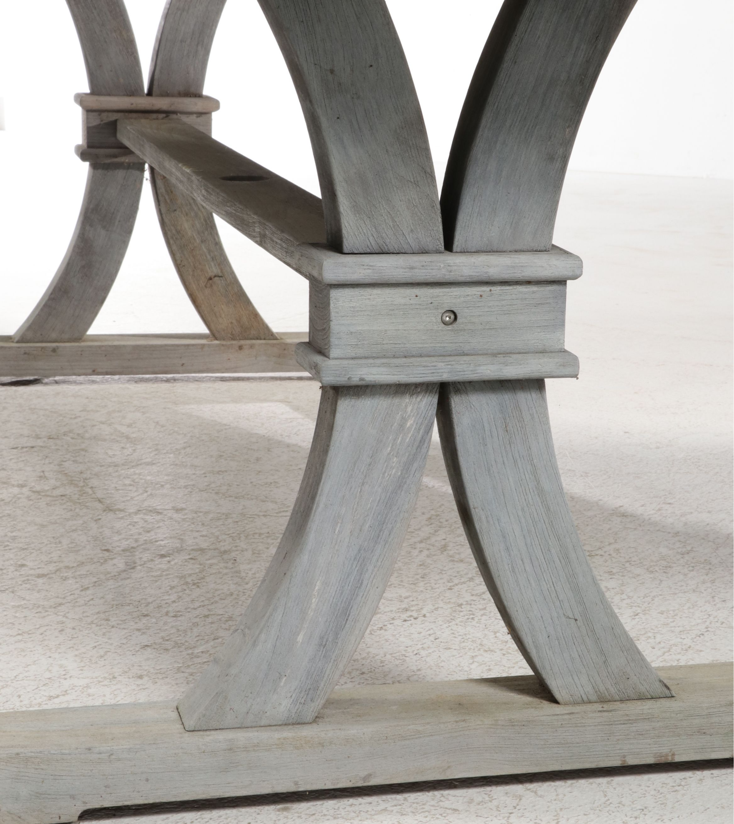 Weathered Wood Outdoor Trestle Dining Table, 21st Century