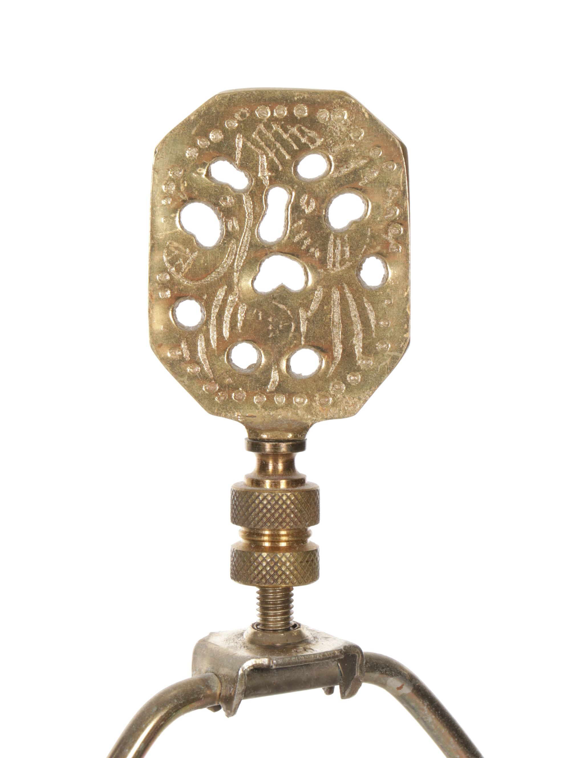 Pair of LaBarge Hand-Etched Brass Canister Style Table Lamps