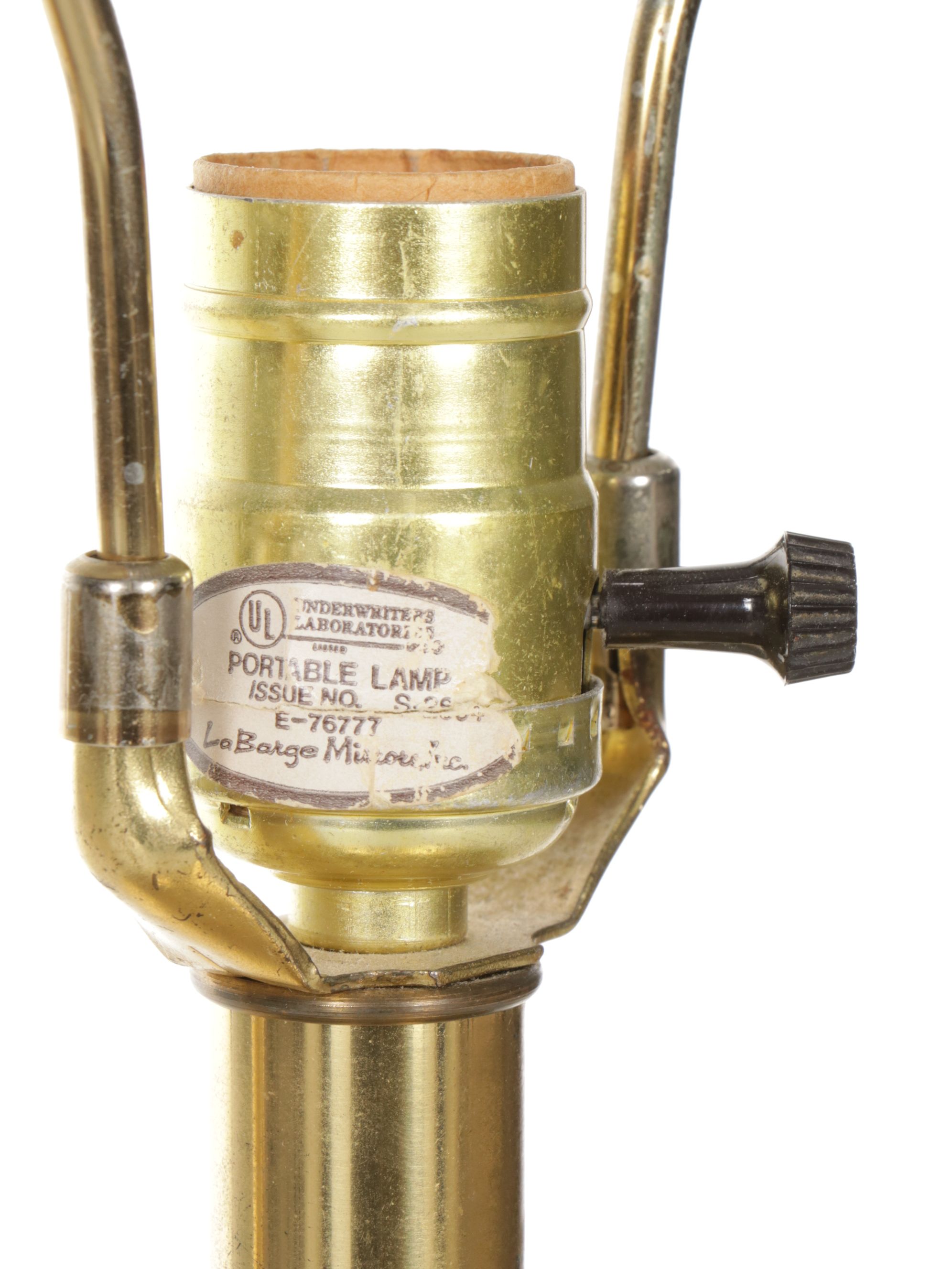 Pair of LaBarge Hand-Etched Brass Canister Style Table Lamps