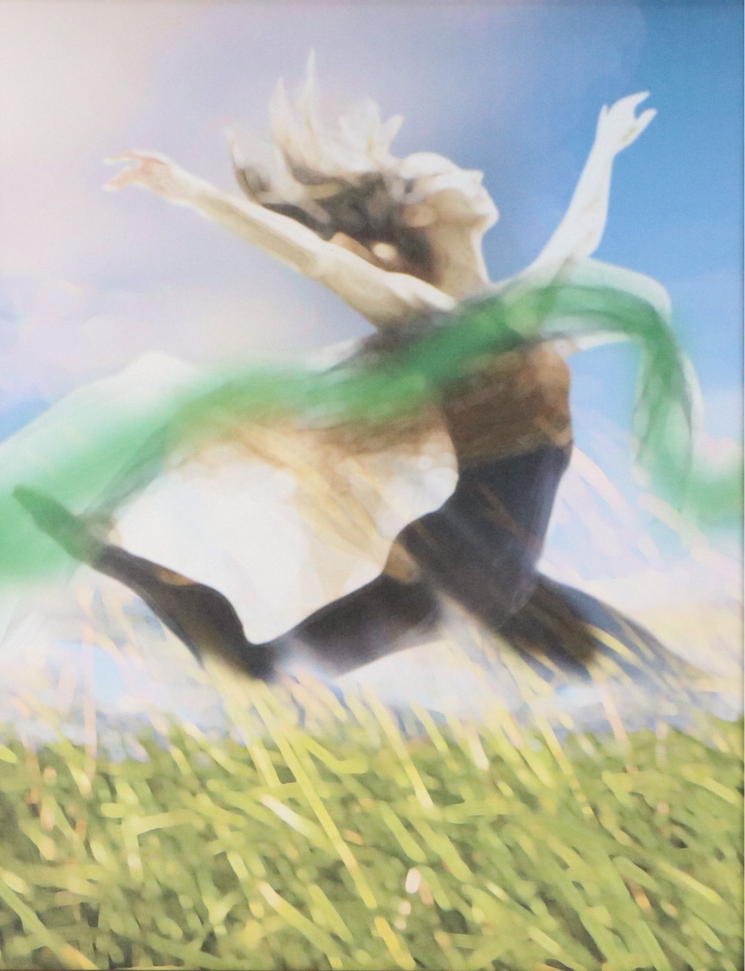 Giclée on Canvas of Woman Dancing in Sunlit Field, 21st Century