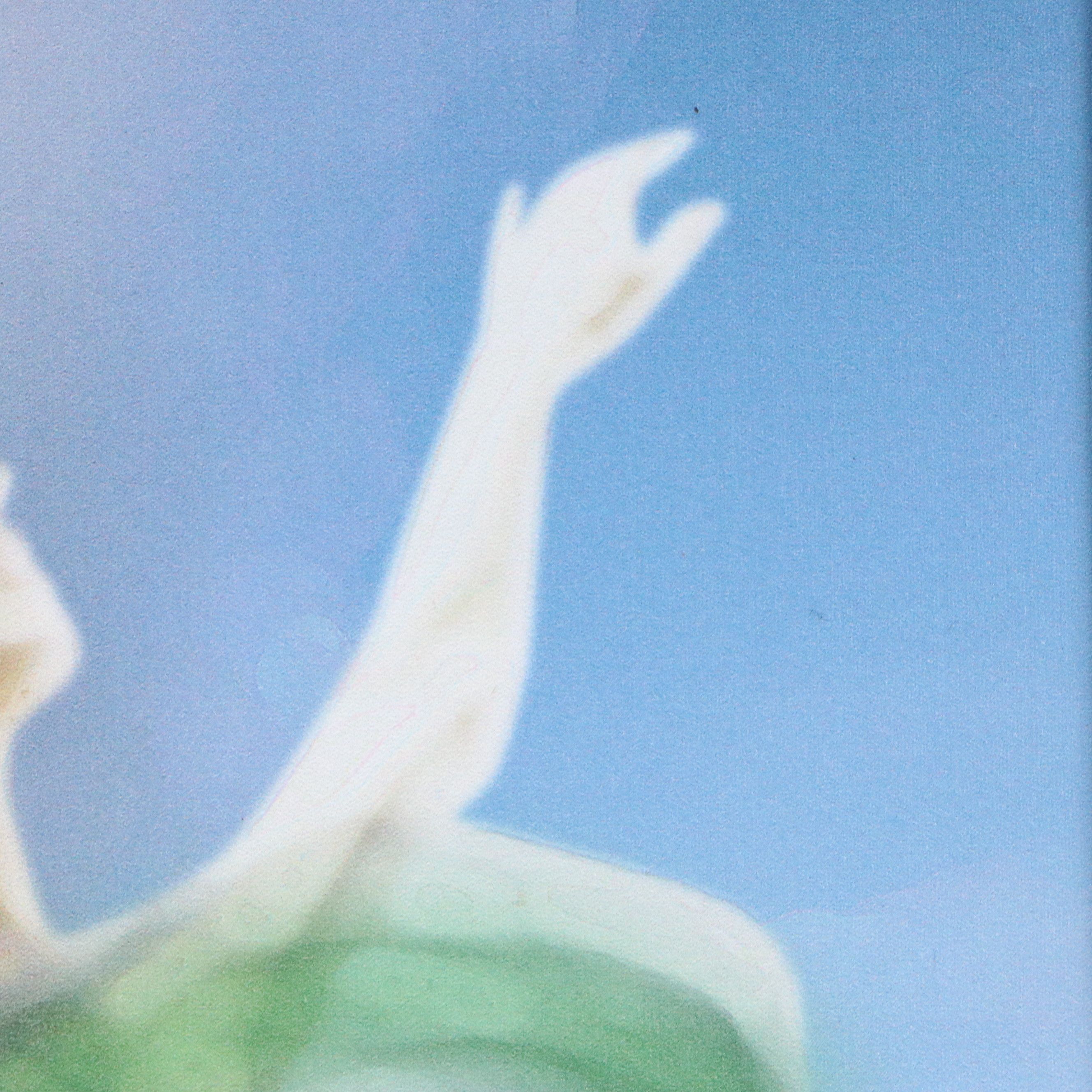 Giclée on Canvas of Woman Dancing in Sunlit Field, 21st Century