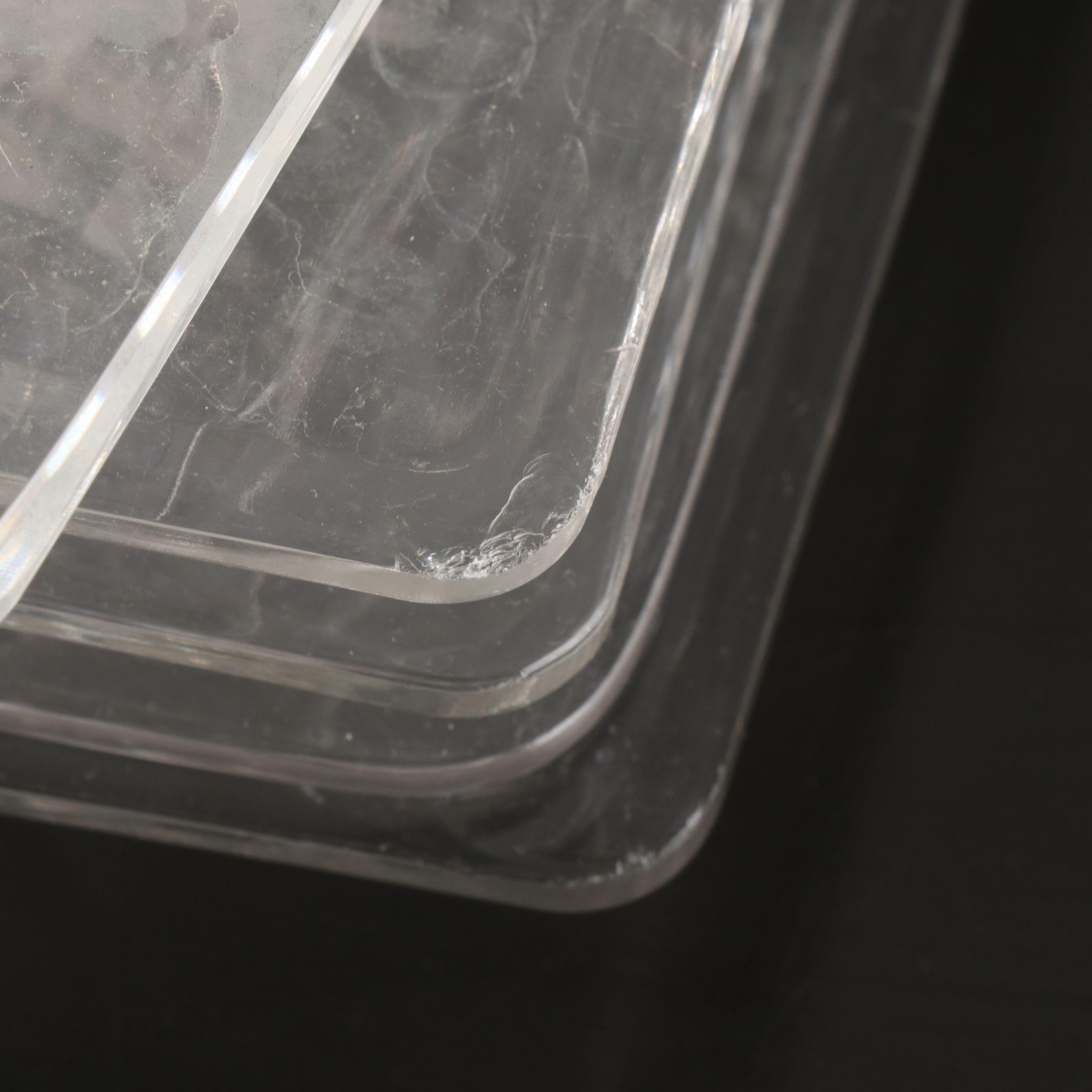 Heisey "Ridgeleigh" Pressed Glass Square Plates, Early to Mid-20th Century