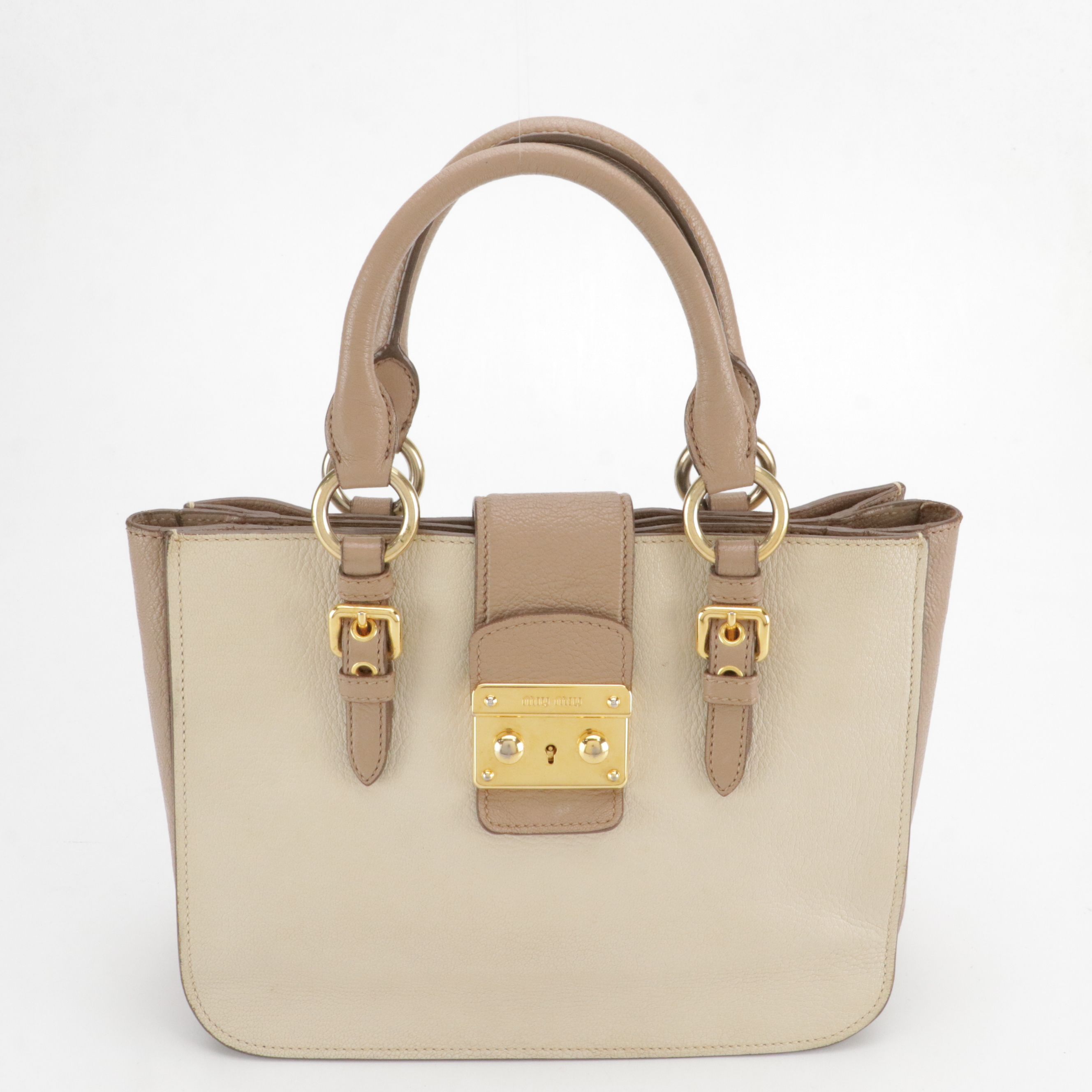 Miu Miu Small Madras Satchel Bag in Bicolor Grained Leather