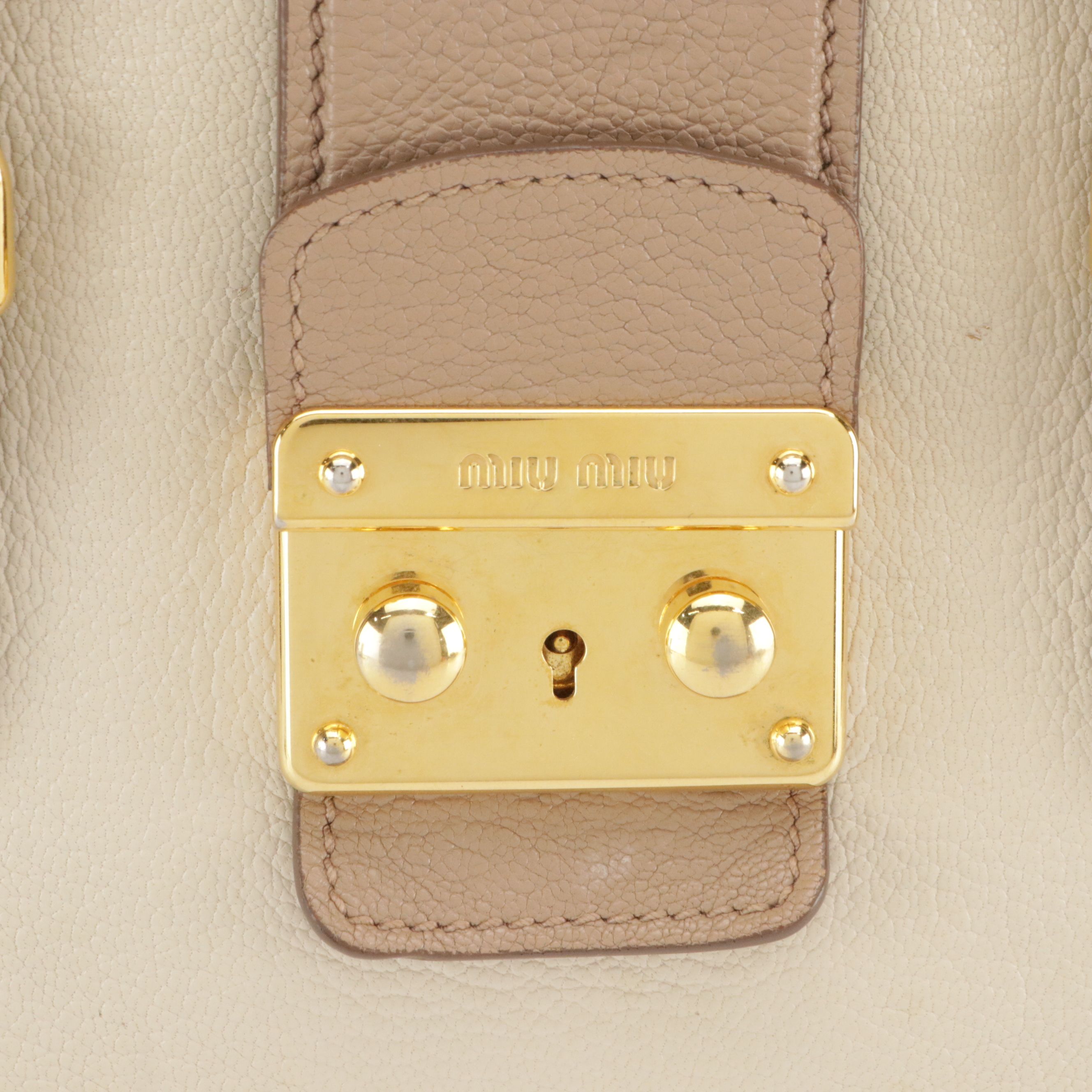 Miu Miu Small Madras Satchel Bag in Bicolor Grained Leather