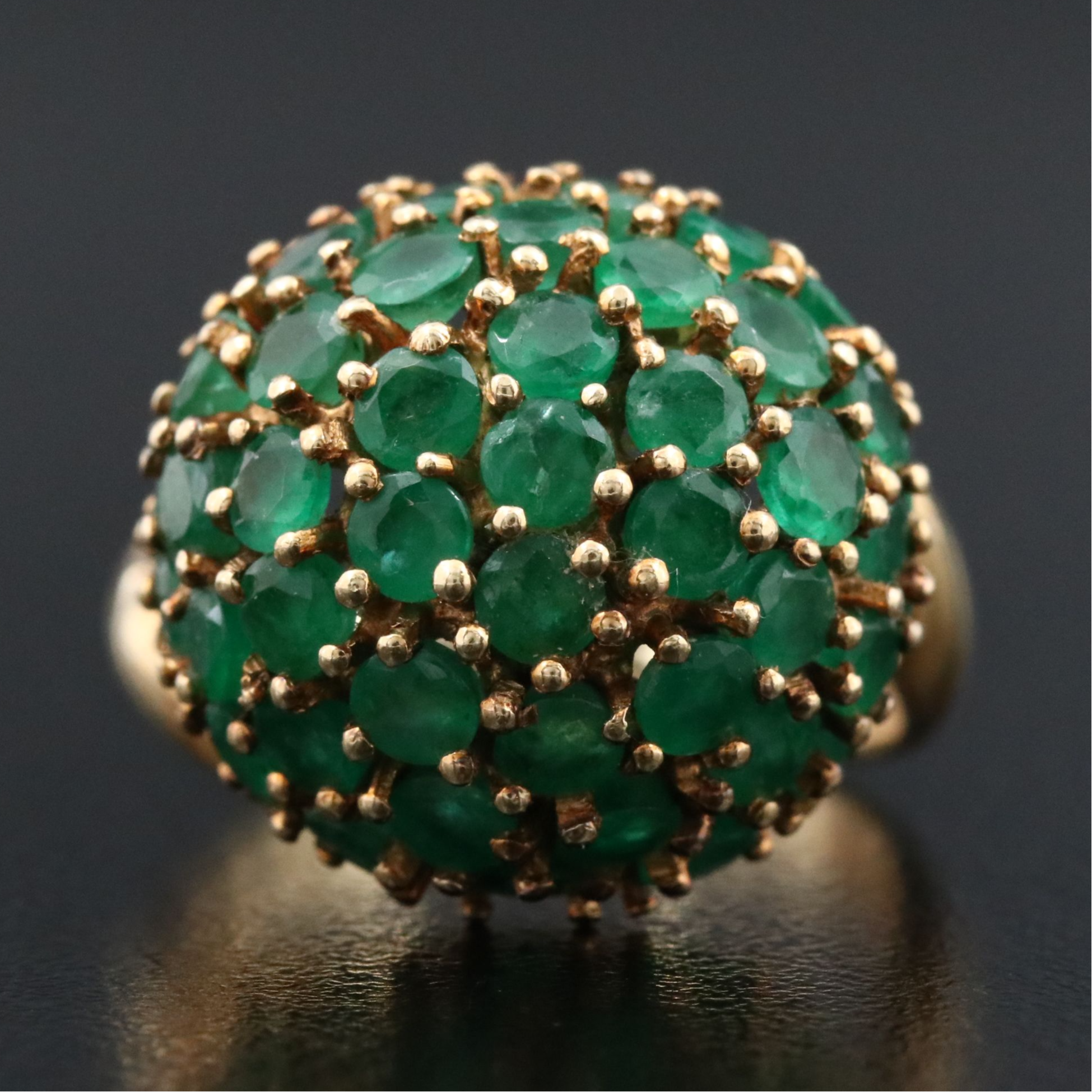 14K Emerald Dome Ring