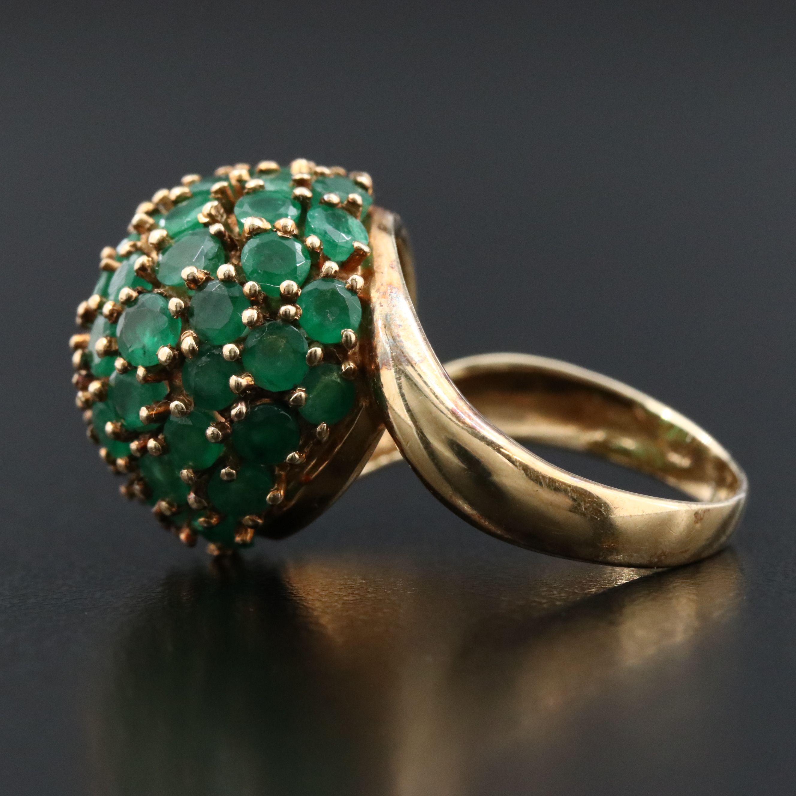 14K Emerald Dome Ring