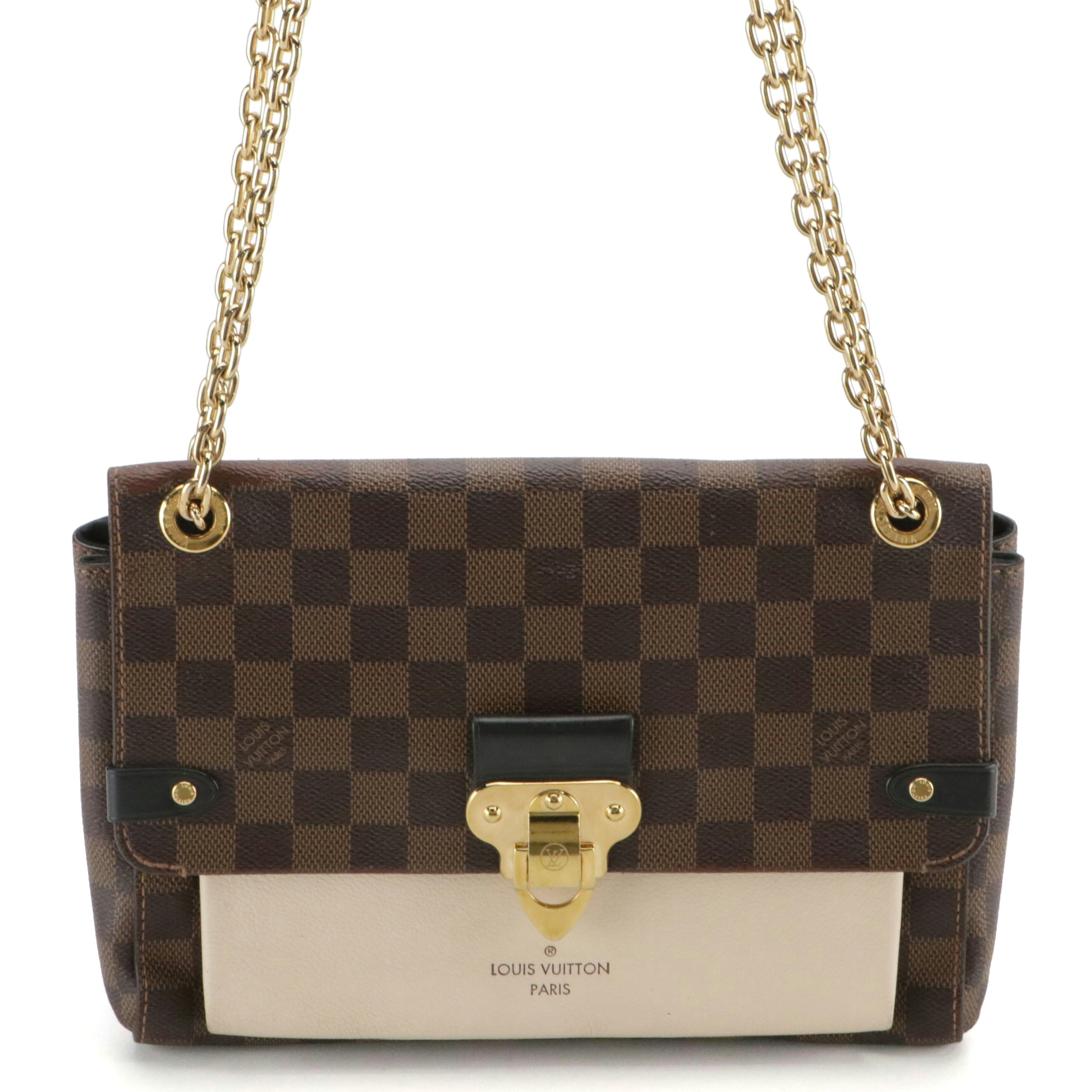 Louis Vuitton Vavin PM Chain Strap Bag in Damier Ebene Canvas & Calfskin Leather