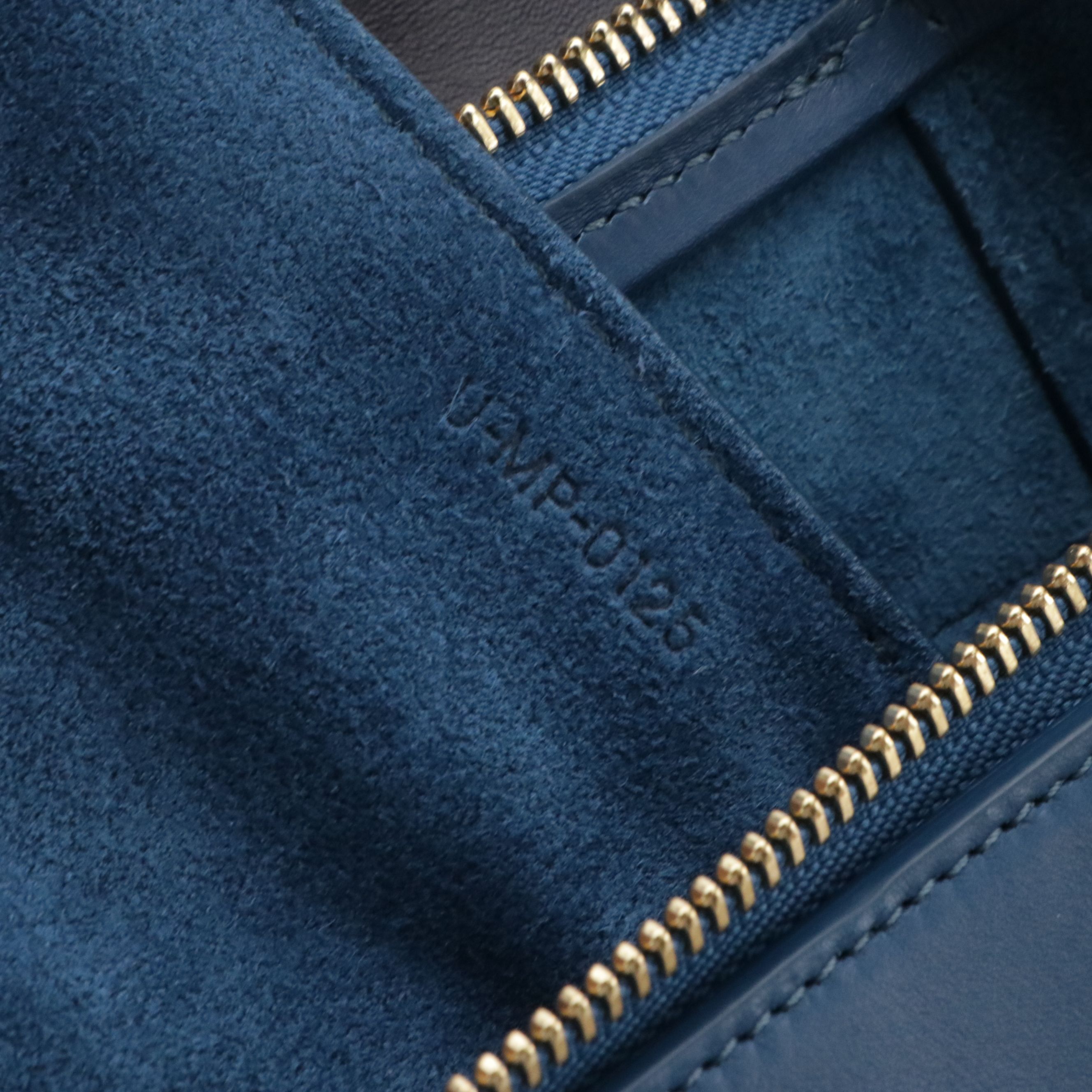 GEMINI: Céline Belt Two-Way Bag in Navy & Marine Blue Leather with Red Trim