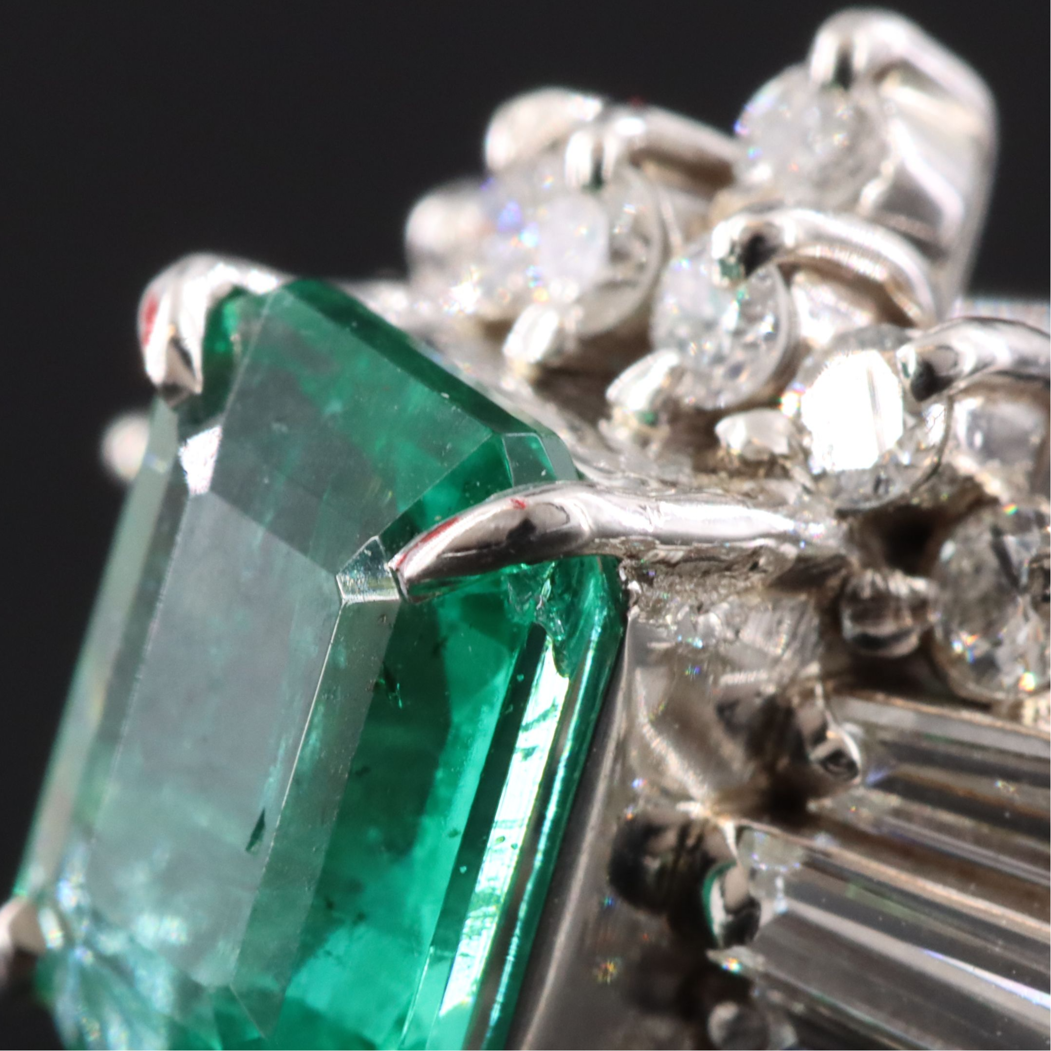 Platinum 1.32 CT Zambian Emerald and Diamond Ring with GIA Report