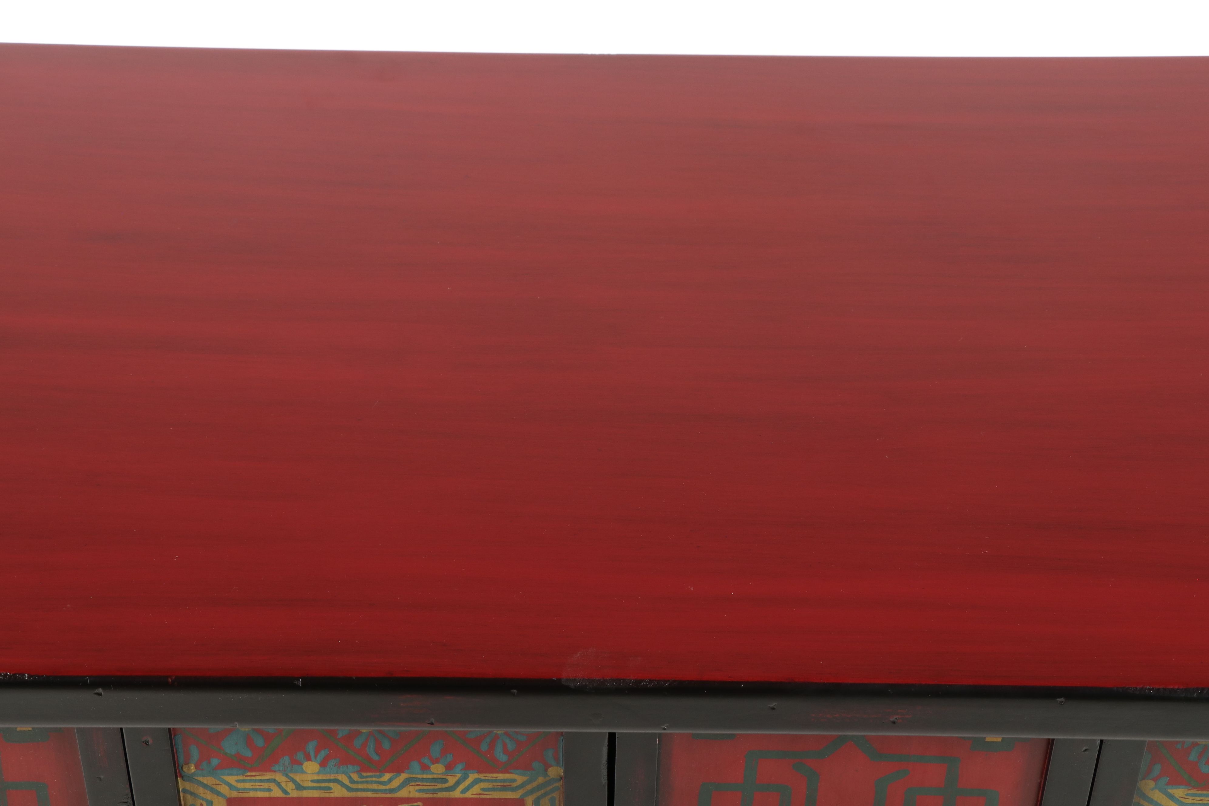 Tibetan Style Hand-Painted Lacquered Cabinet, Late 20th/21st Century