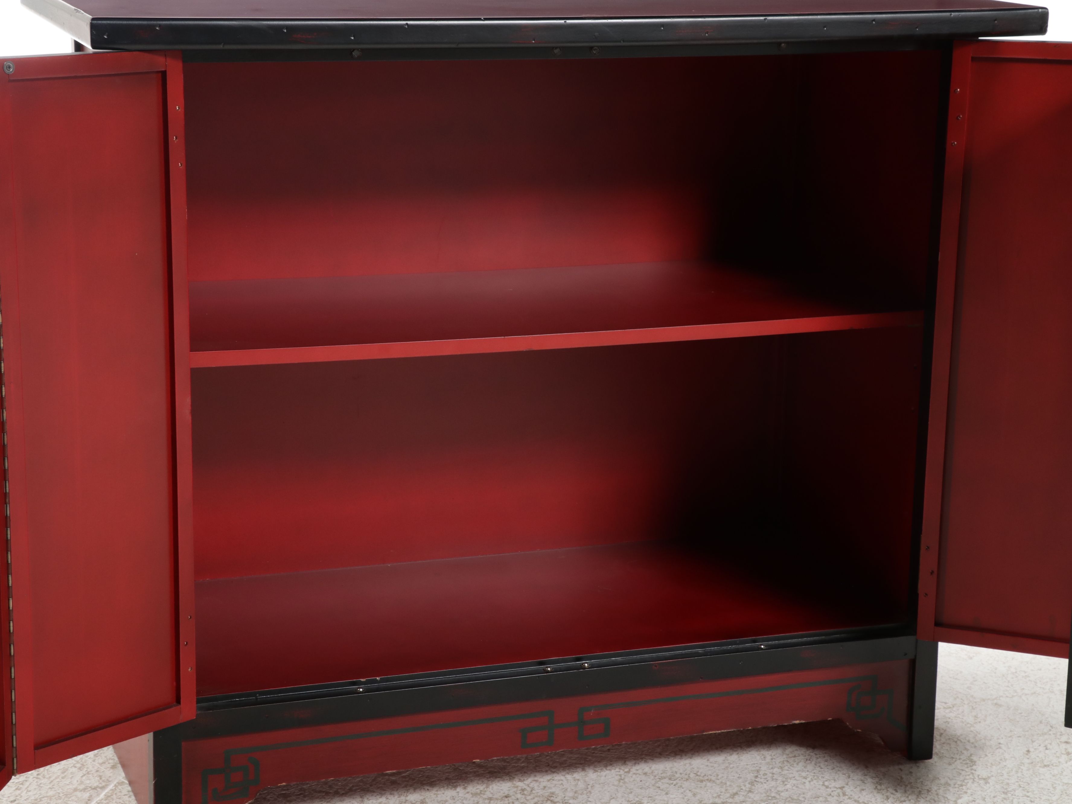 Tibetan Style Hand-Painted Lacquered Cabinet, Late 20th/21st Century