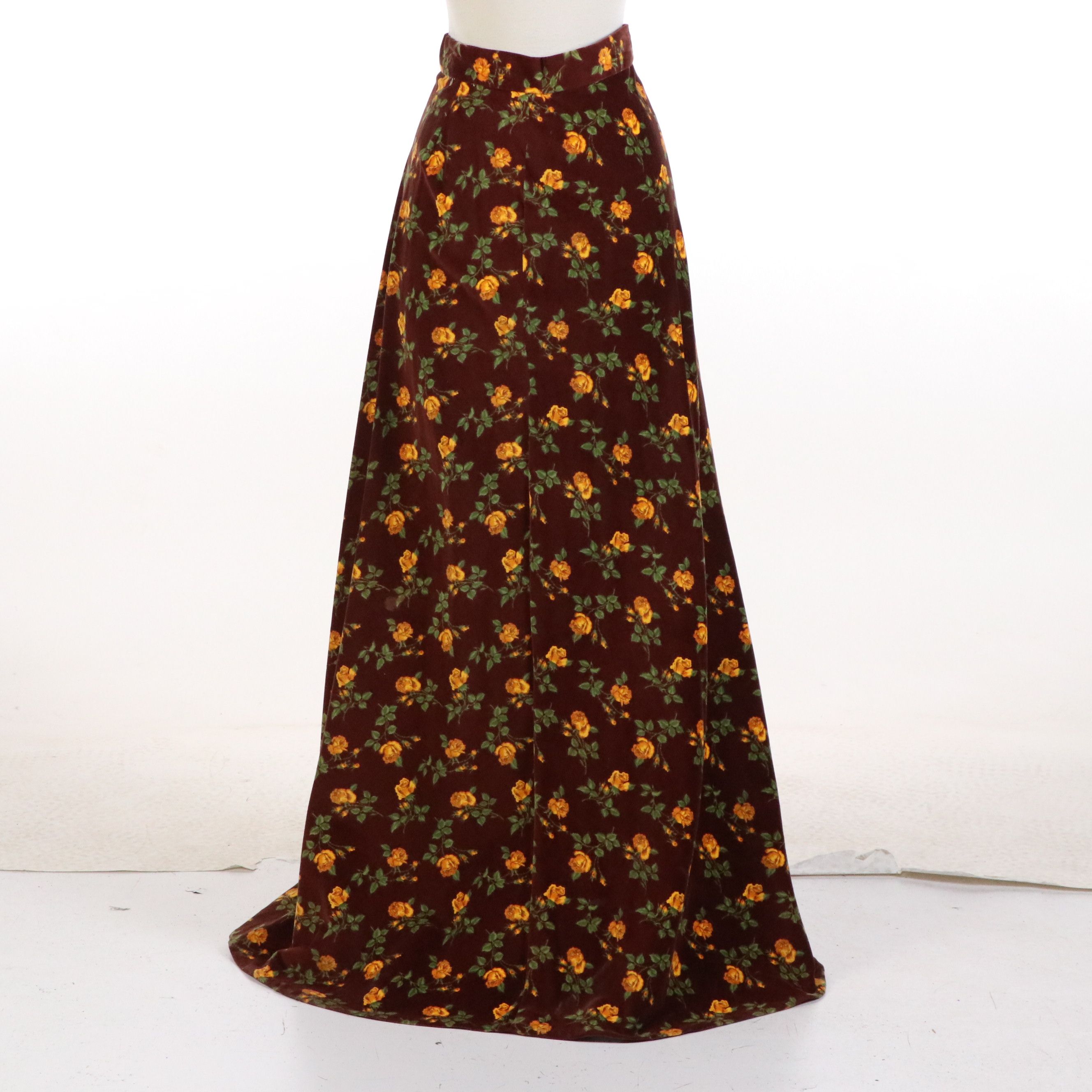 Vintage Curated 1970's Daywear Ensemble Featuring Velveteen Maxi Skirt