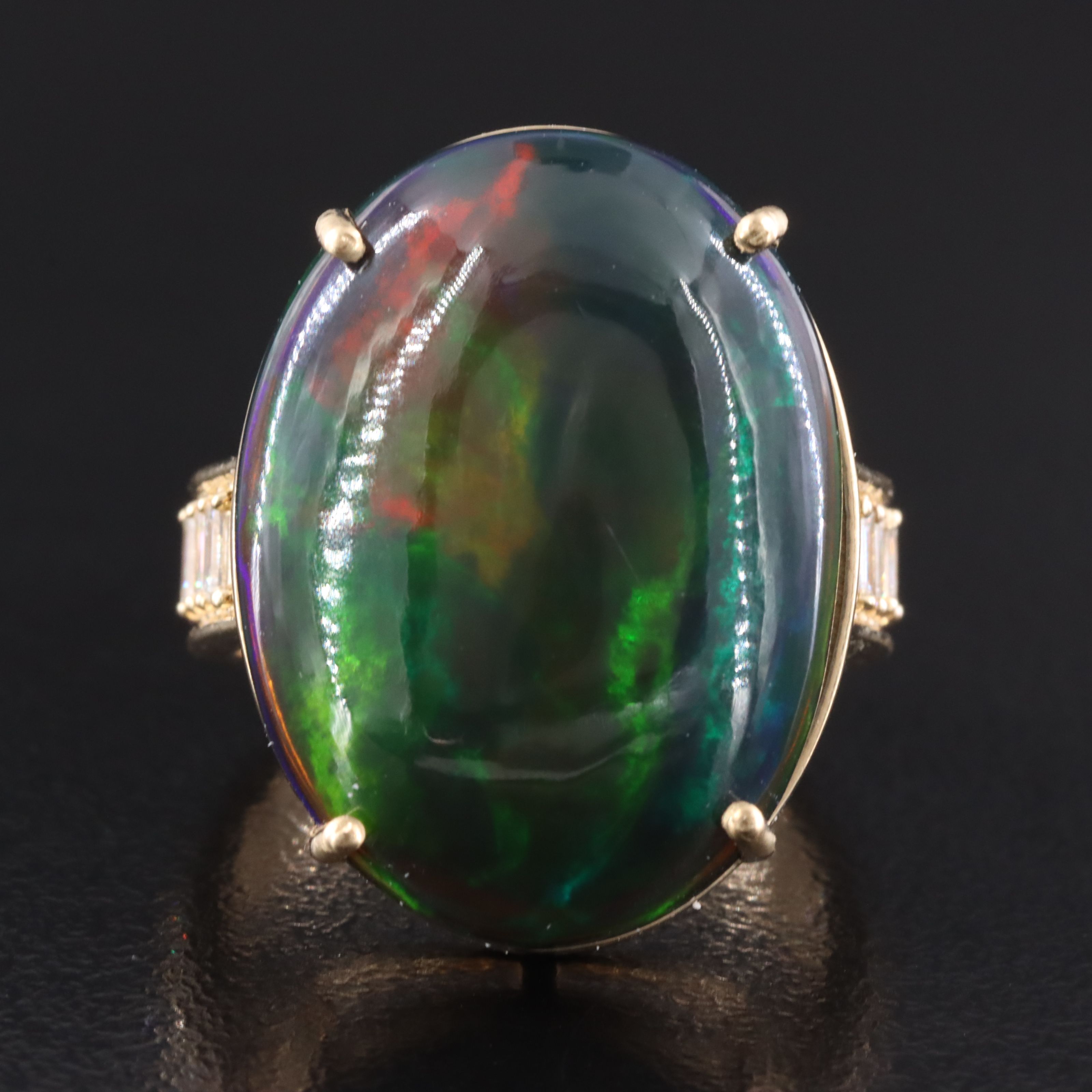14K 12.87 CT Opal and Diamond Ring
